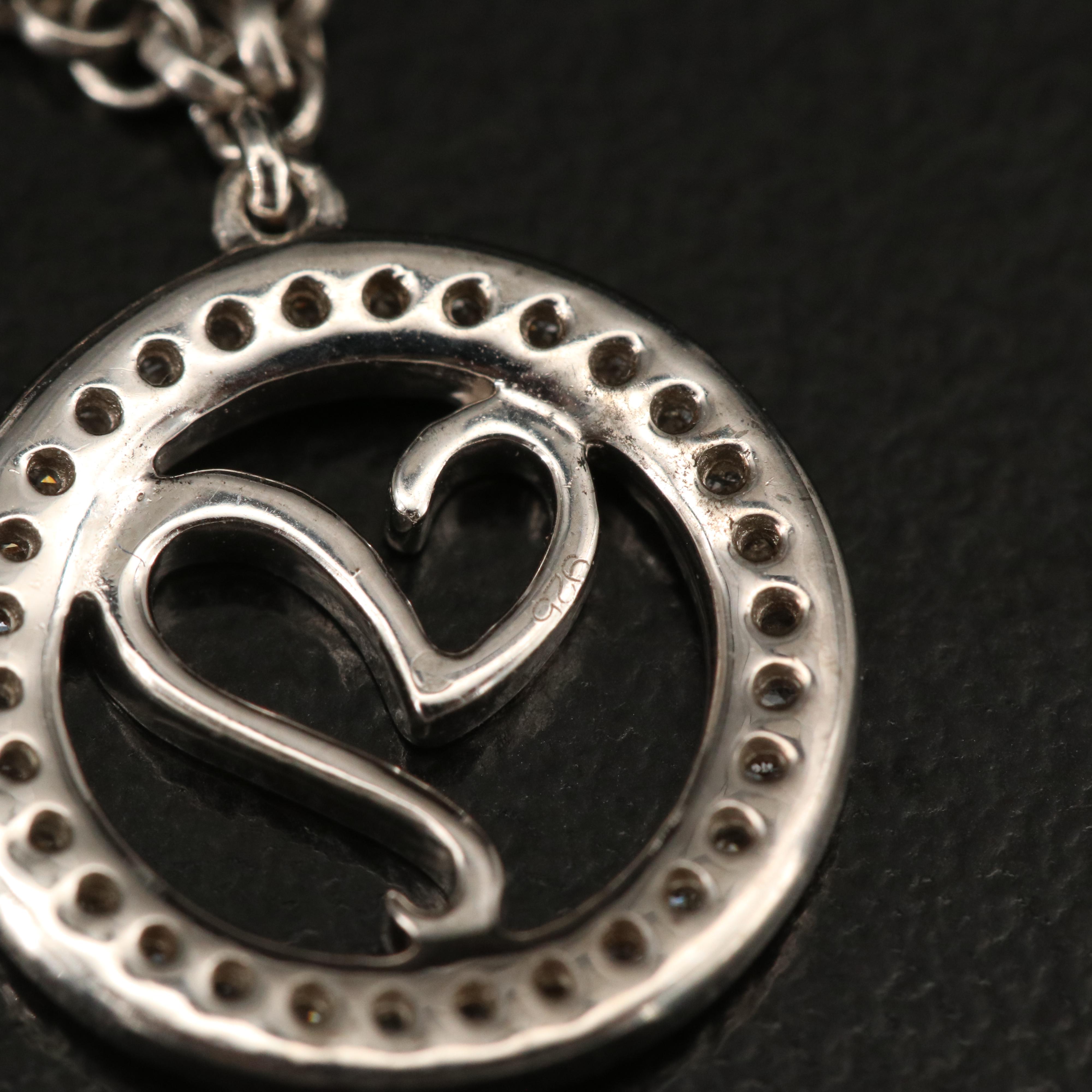 Sterling Diamond Freeform Heart Pendant Necklace