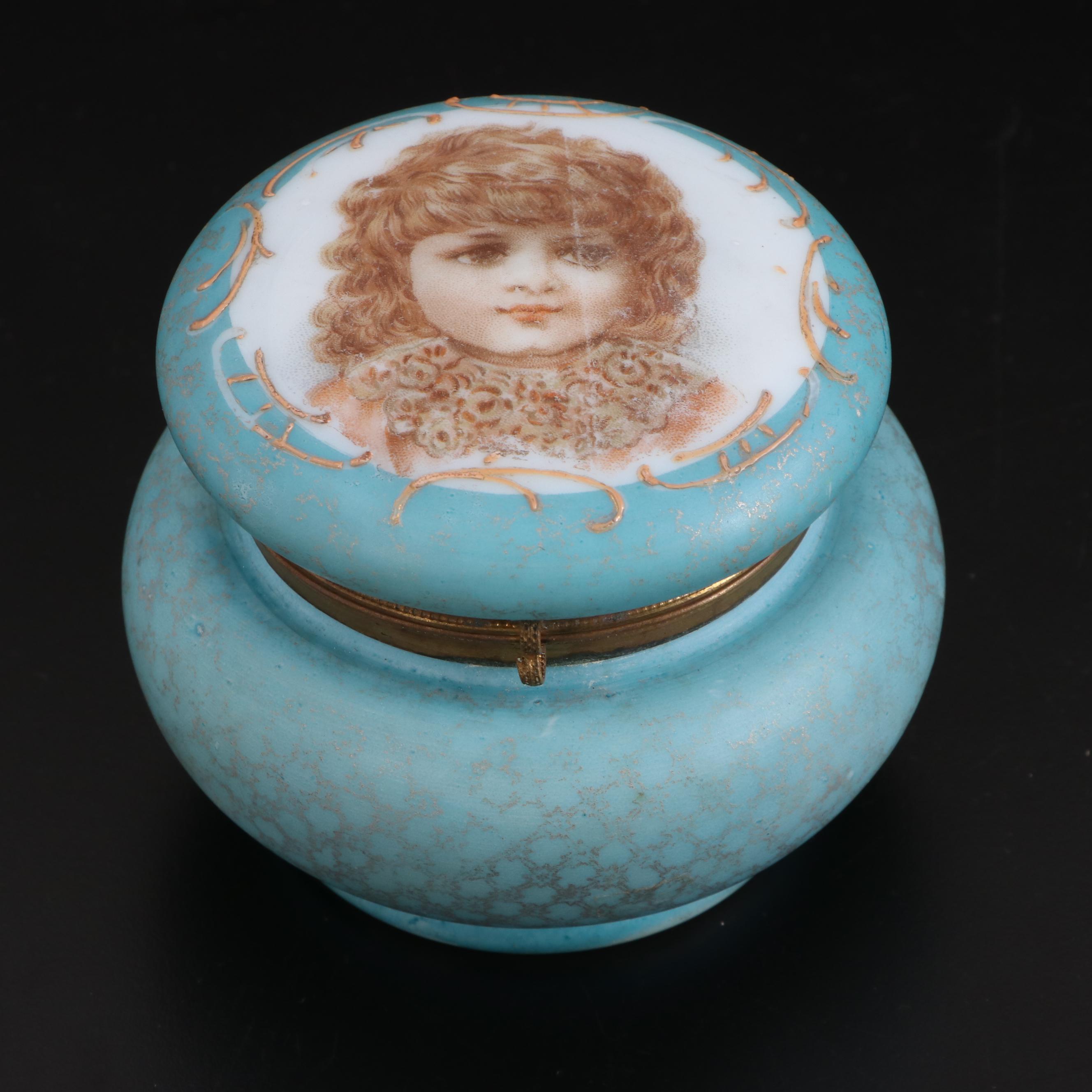 Wavecrest Vanity Box with Other Victorian Style Satin Glass Vanity Boxes