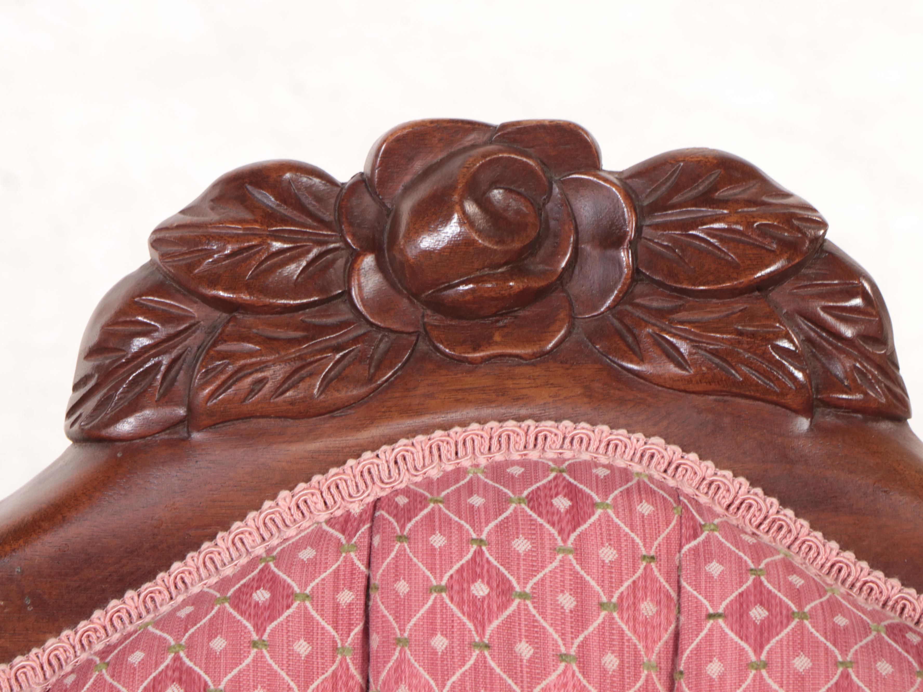 Rococo Revival Style Mahogany and Buttoned-Down Loveseat, 20th Century