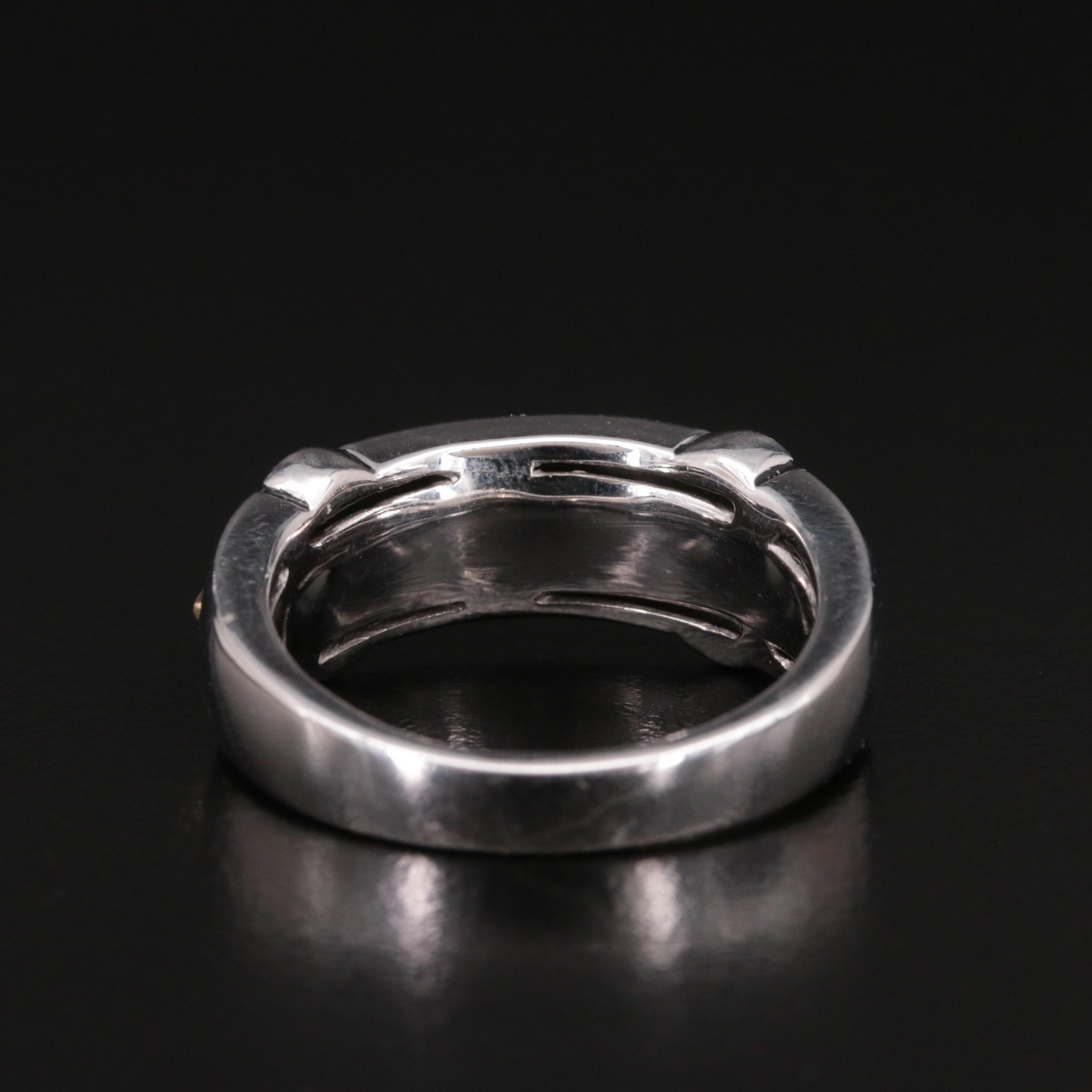 Sterling Diamond and Enamel Cross Ring with 14K Accents