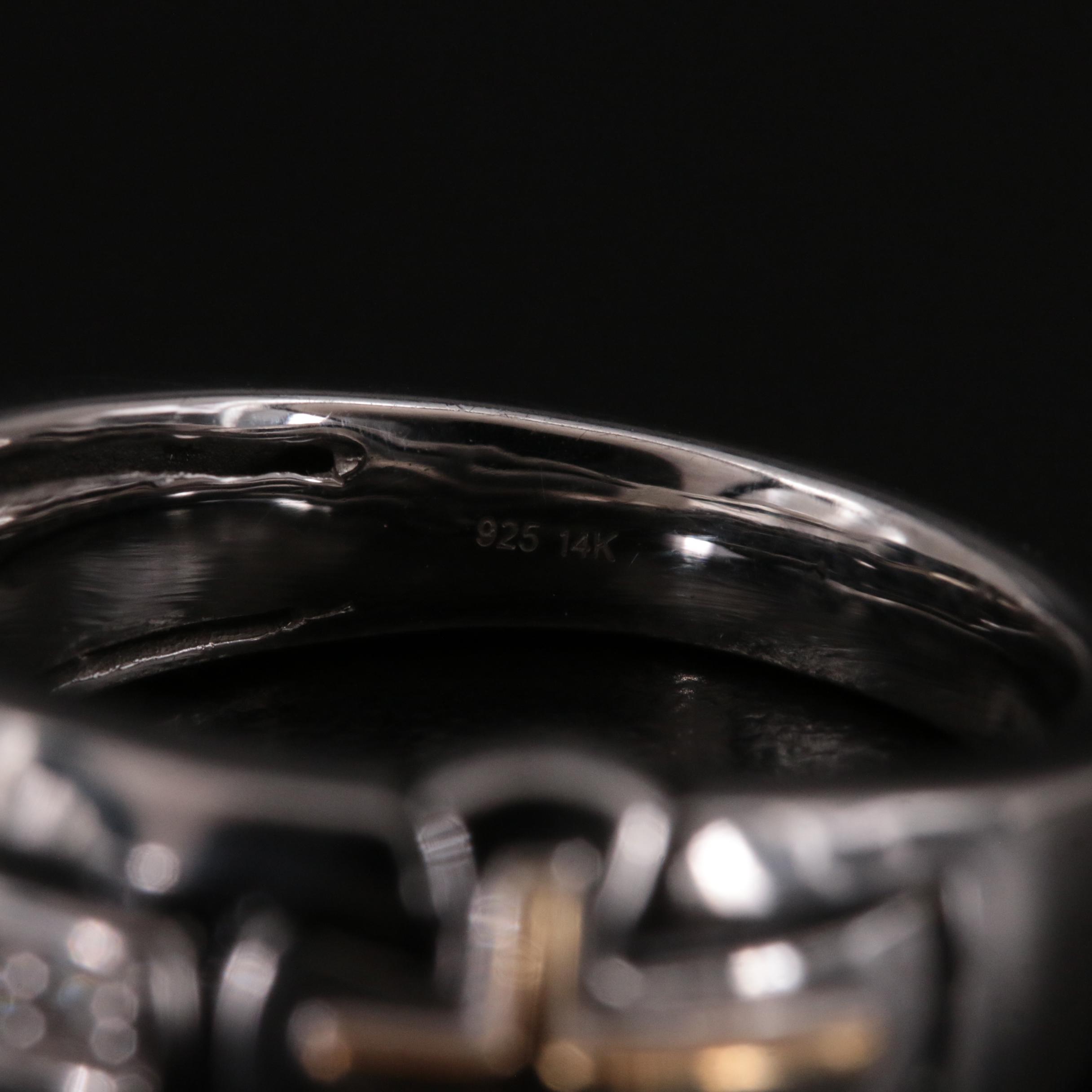 Sterling Diamond and Enamel Cross Ring with 14K Accents