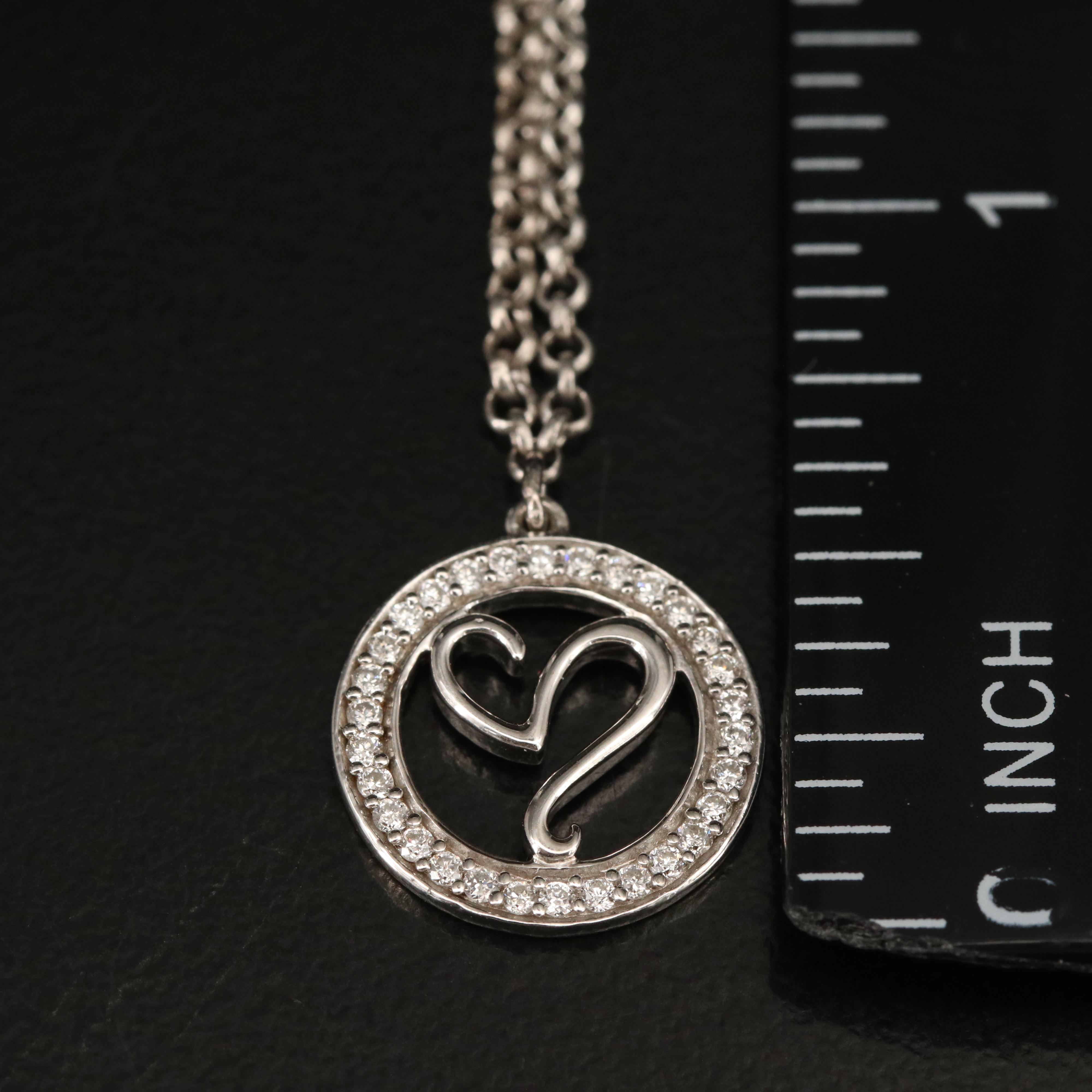 Sterling Diamond Circle Pendant Necklace