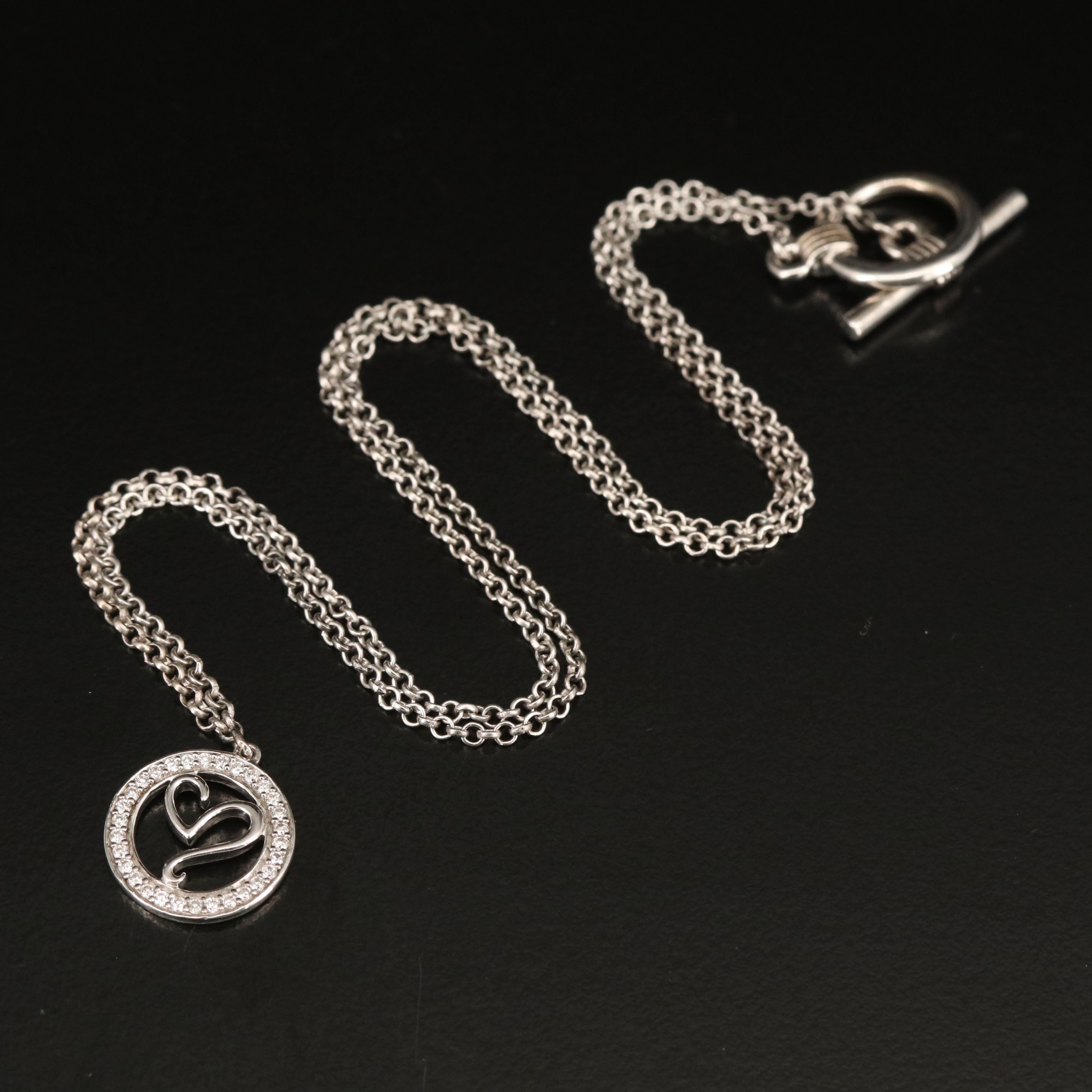 Sterling Diamond Circle Pendant Necklace