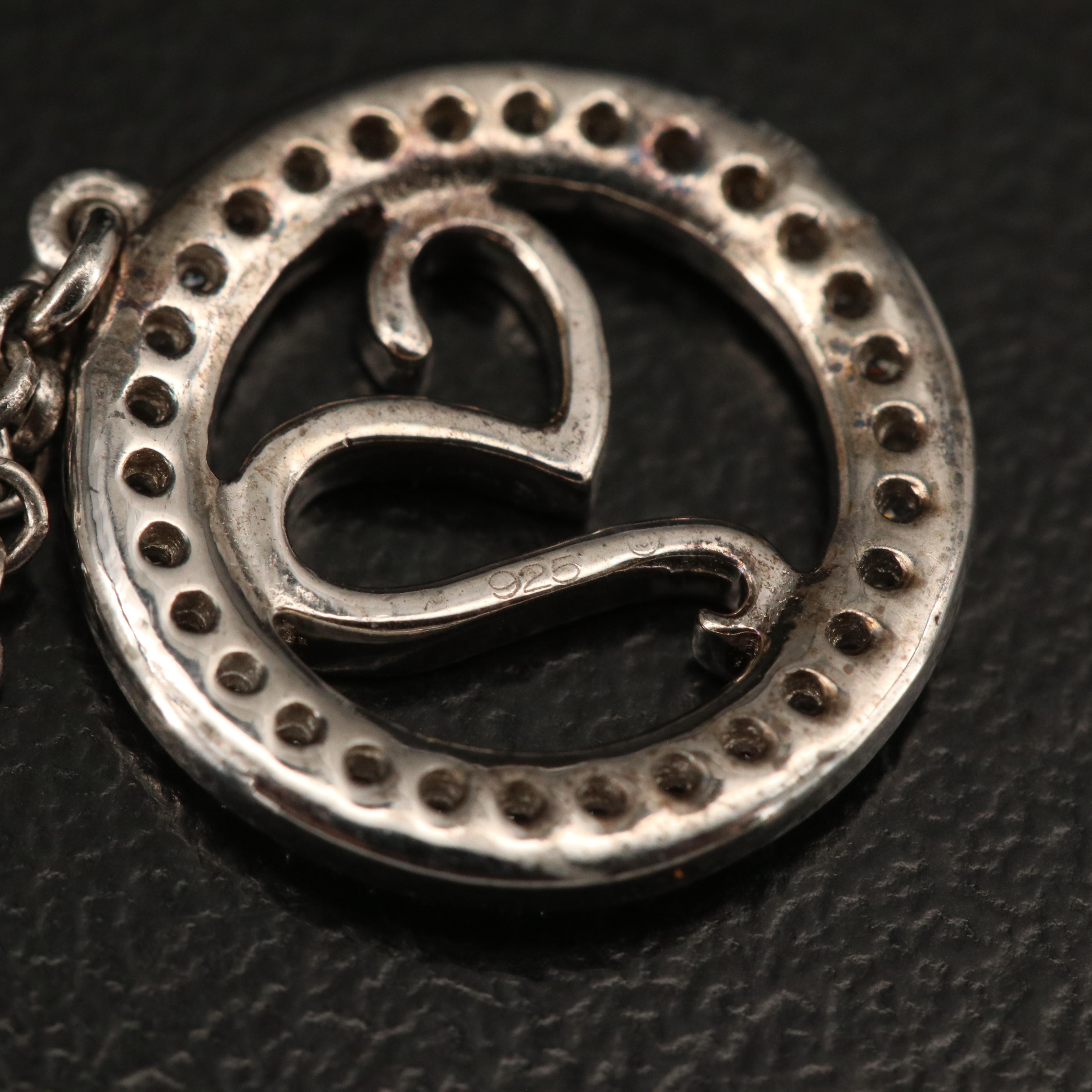 Sterling Diamond Circle Pendant Necklace