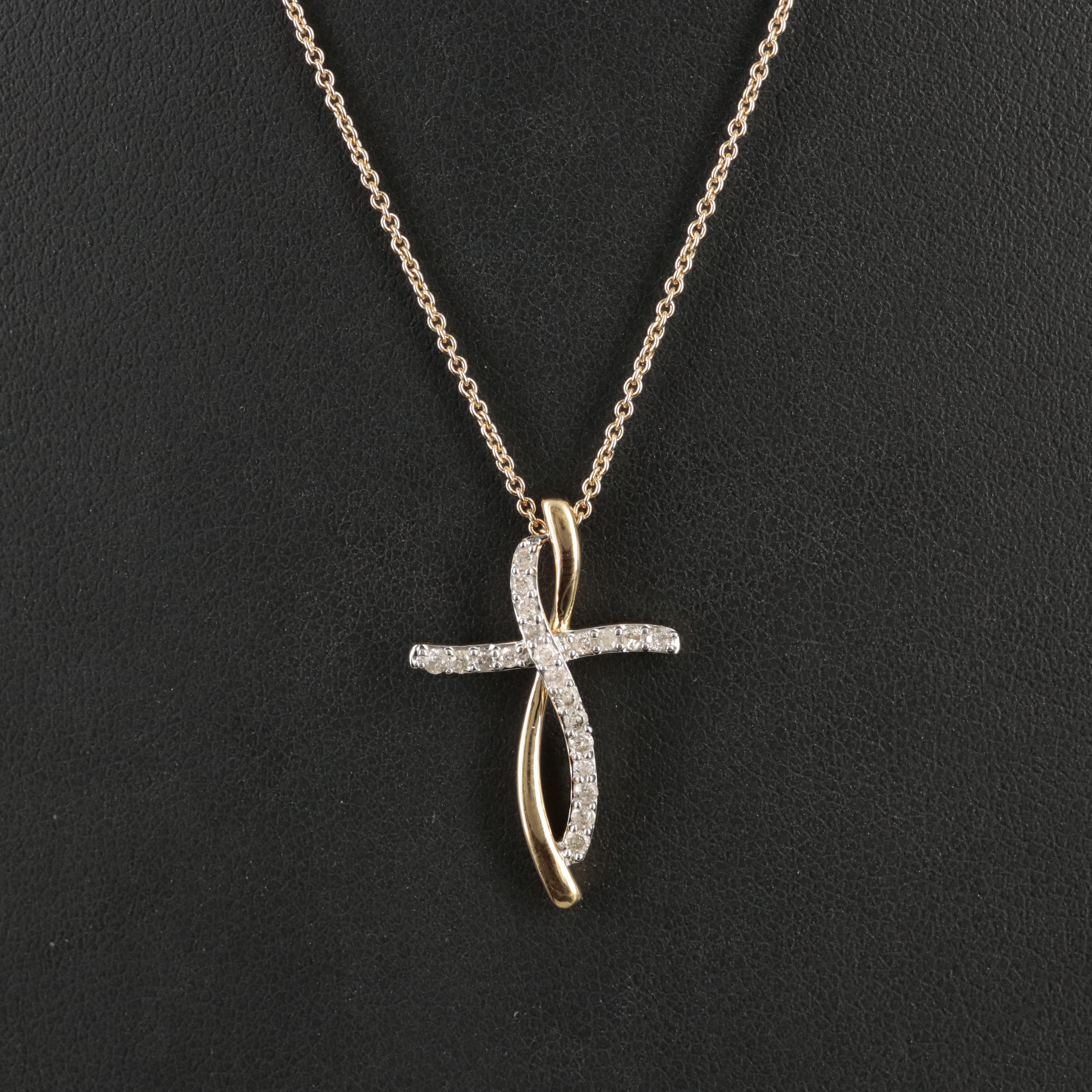 Sterling Diamond Cross Pendant Necklace