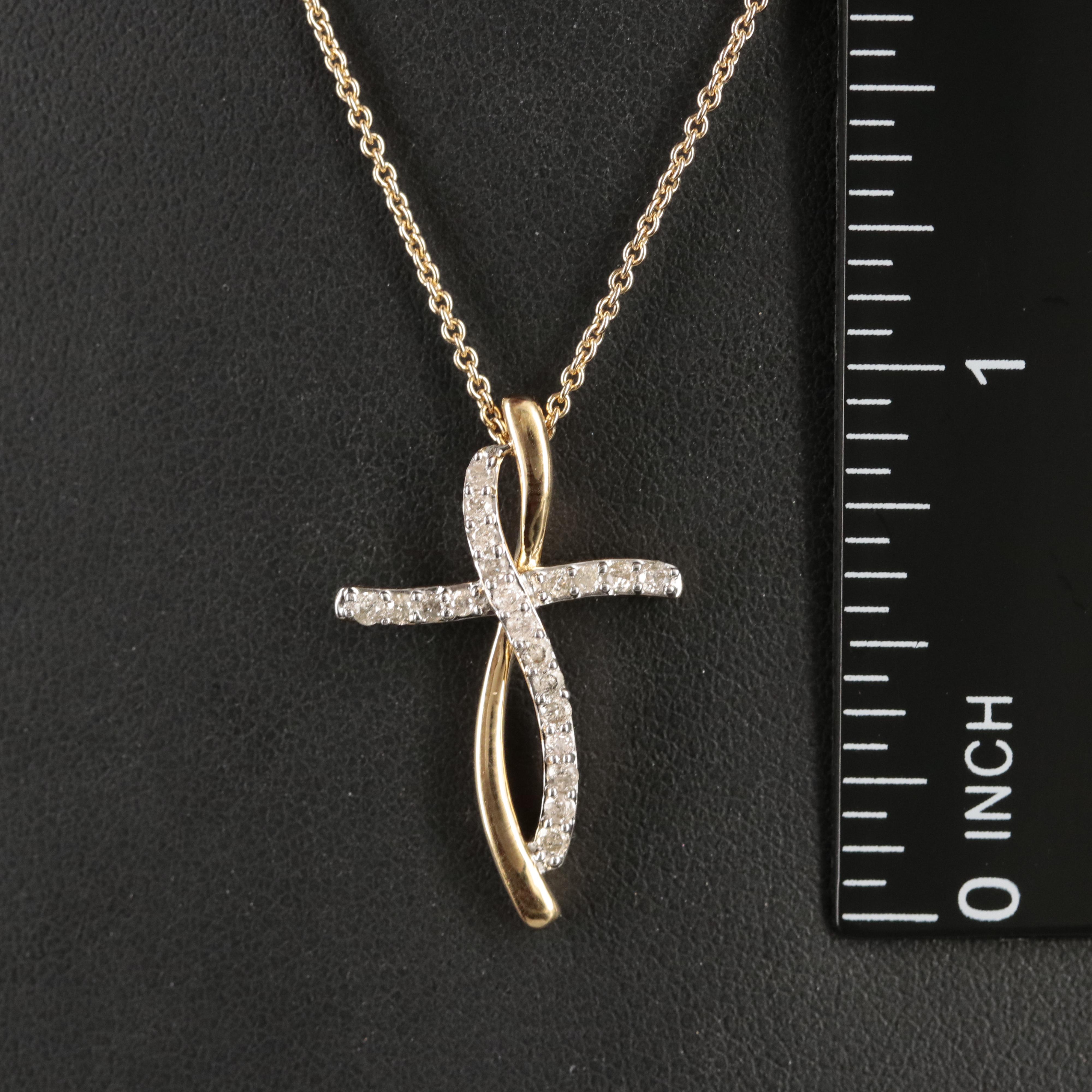 Sterling Diamond Cross Pendant Necklace