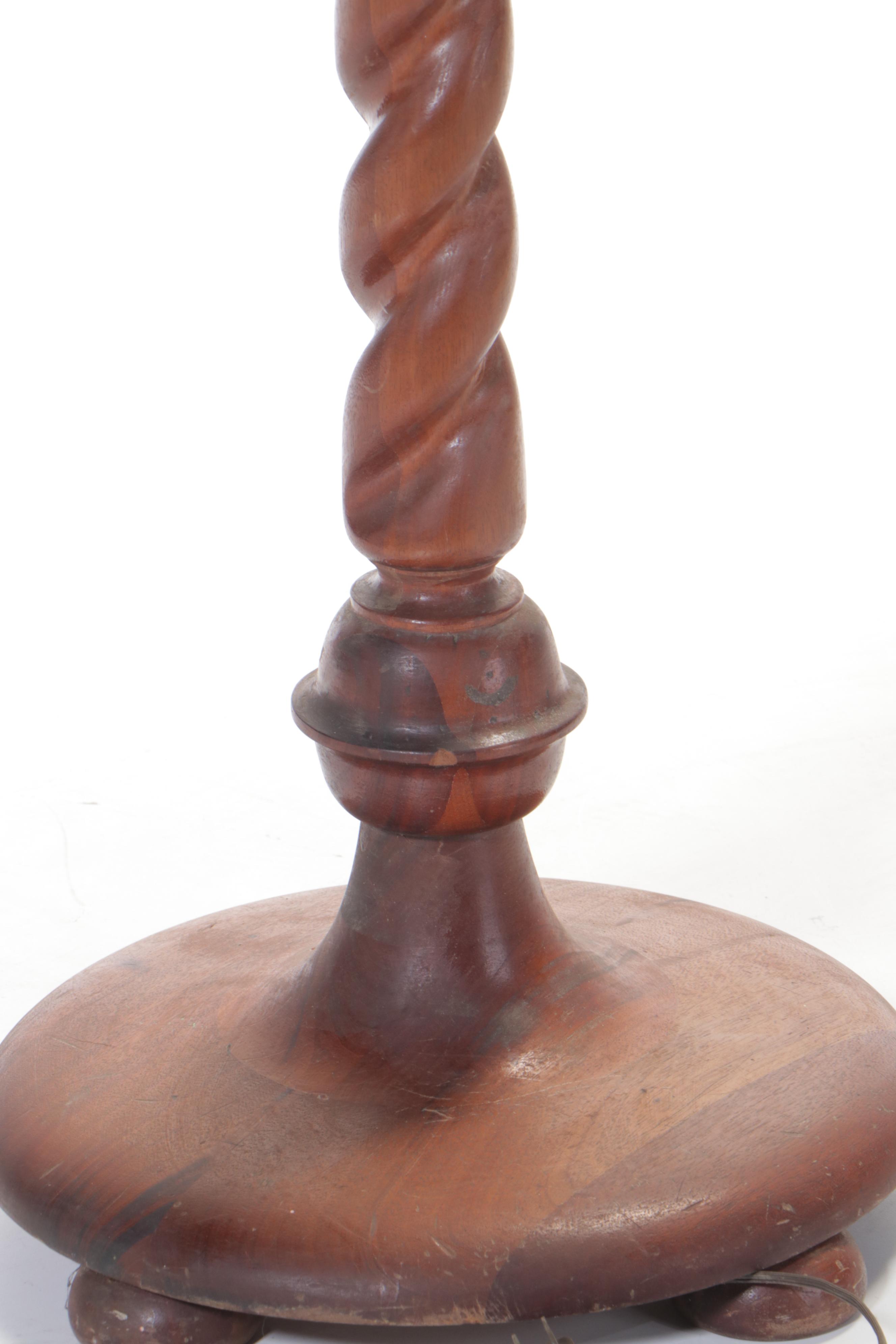 Mahogany Barley Twist Four-Light Torchiere Floor Lamp, Early 20th Century