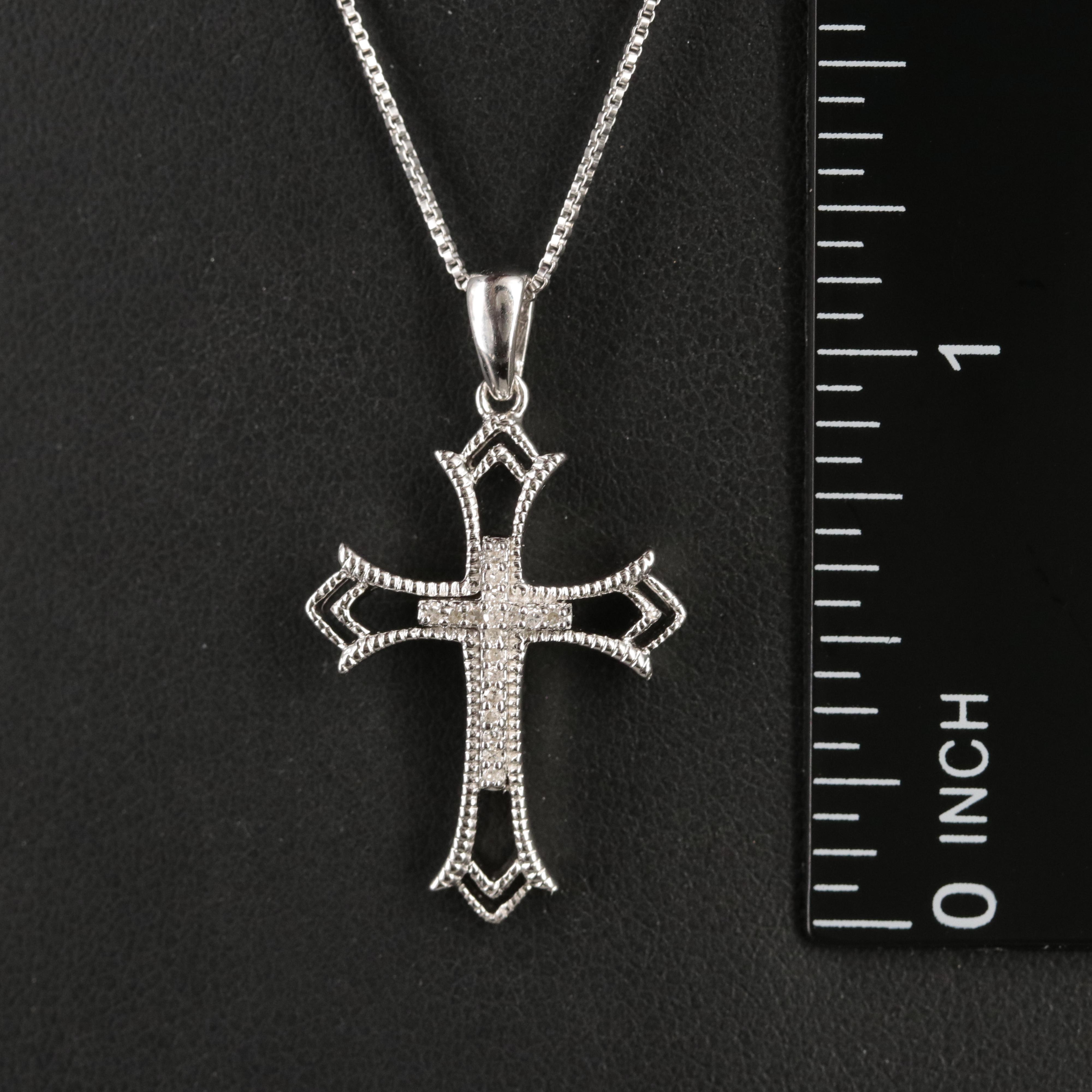 Sterling Diamond Cross Pendant Necklace