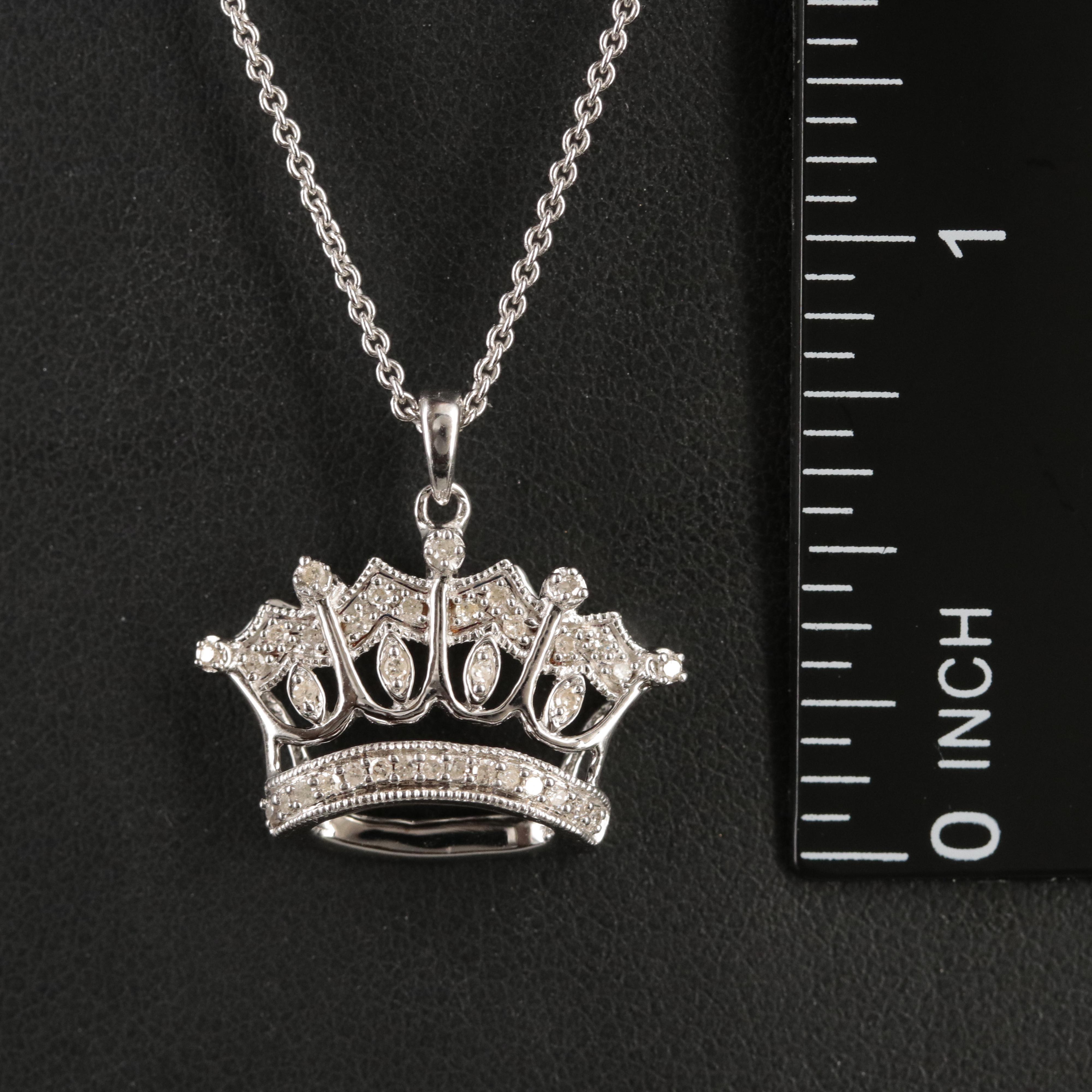 Sterling Diamond Crown Pendant Necklace