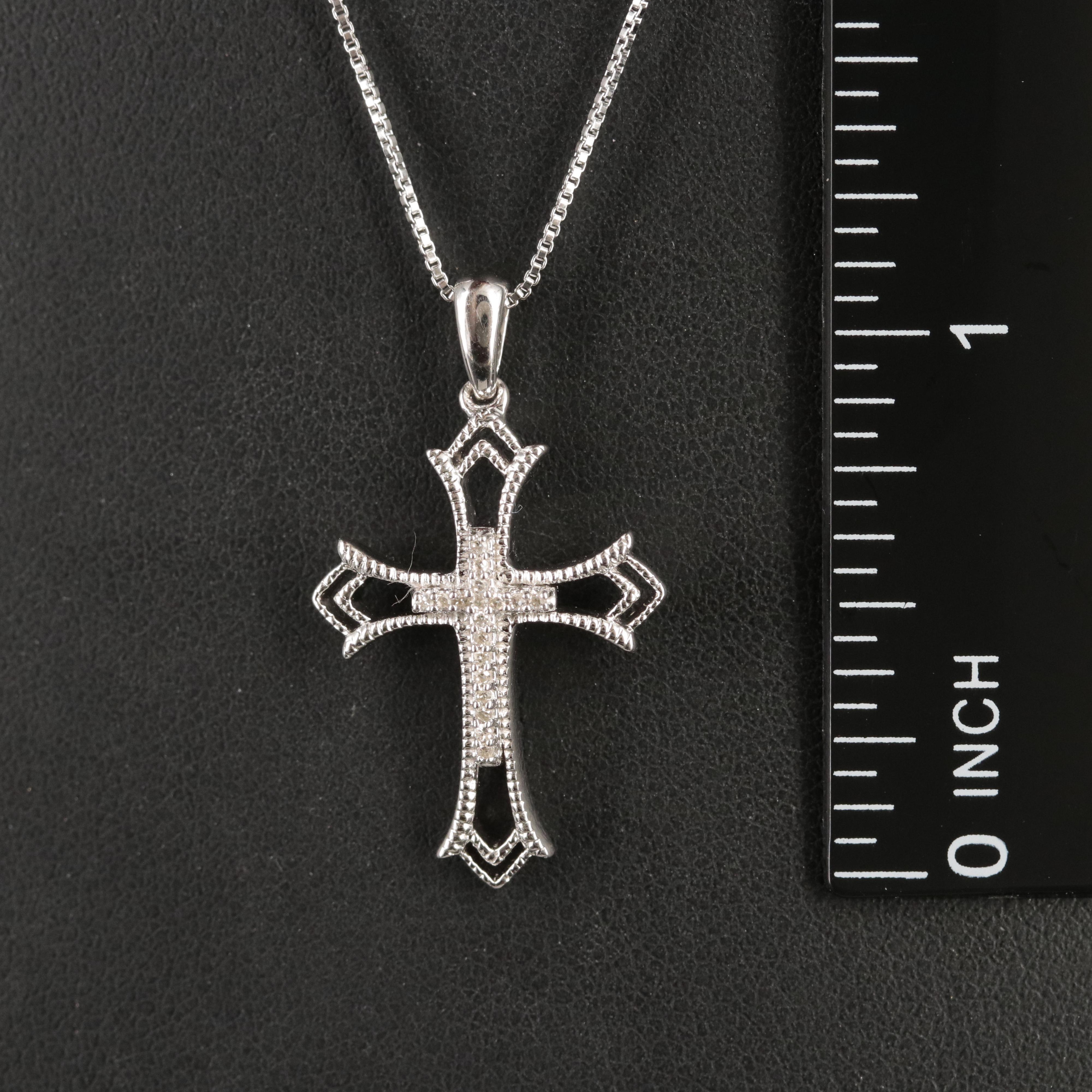 Sterling Diamond Cross Pendant Necklace