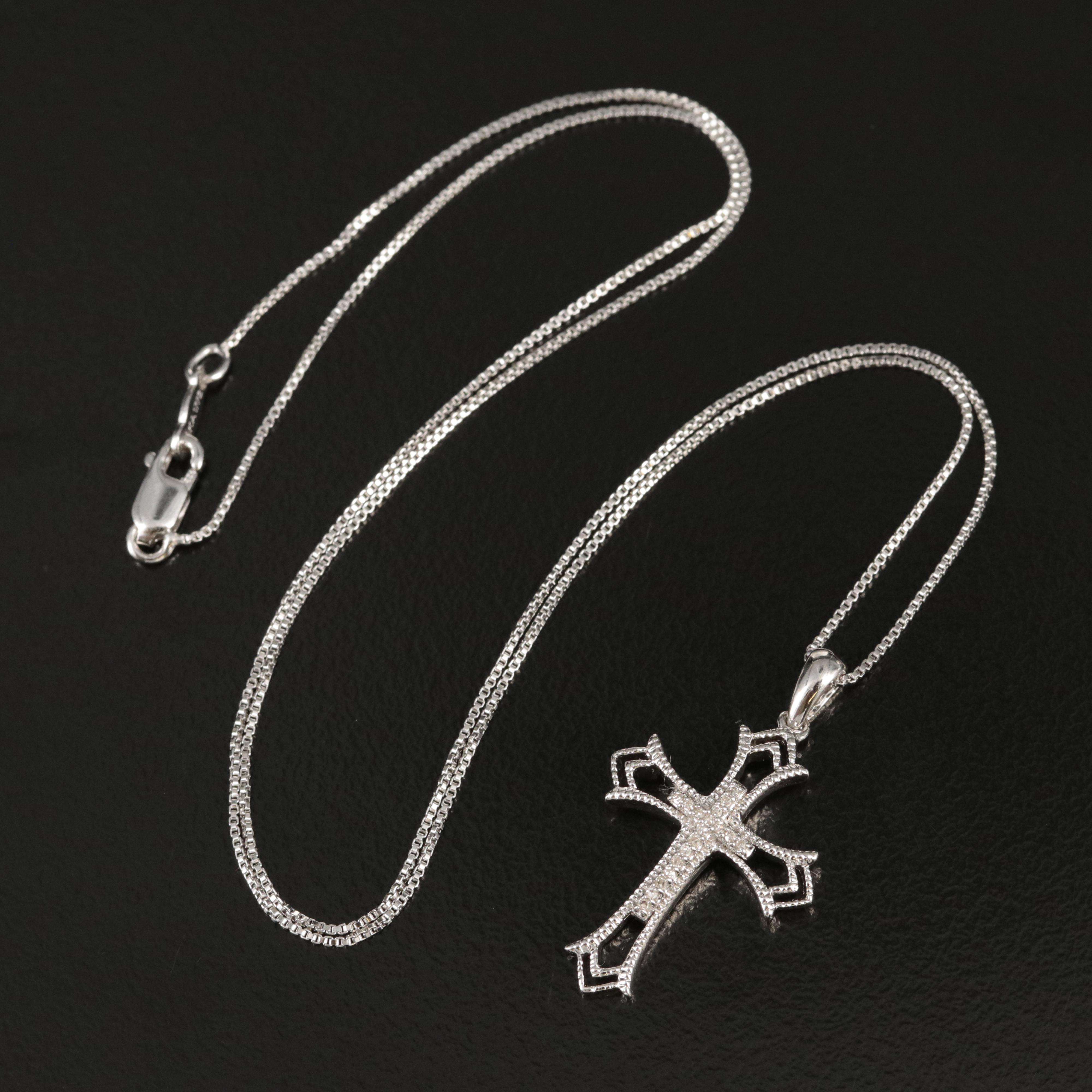 Sterling Diamond Cross Pendant Necklace