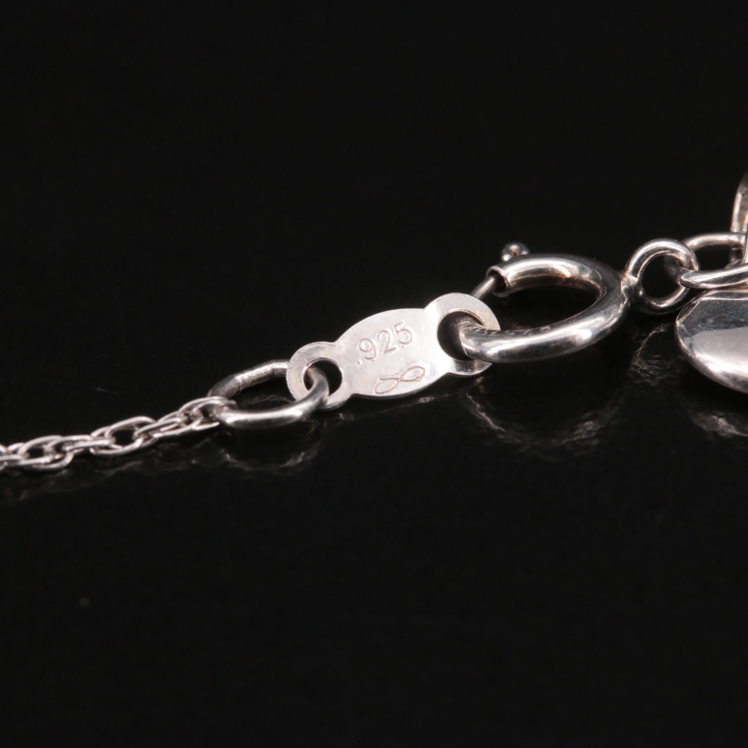 Sterling Diamond Double Heart Pendant Necklace