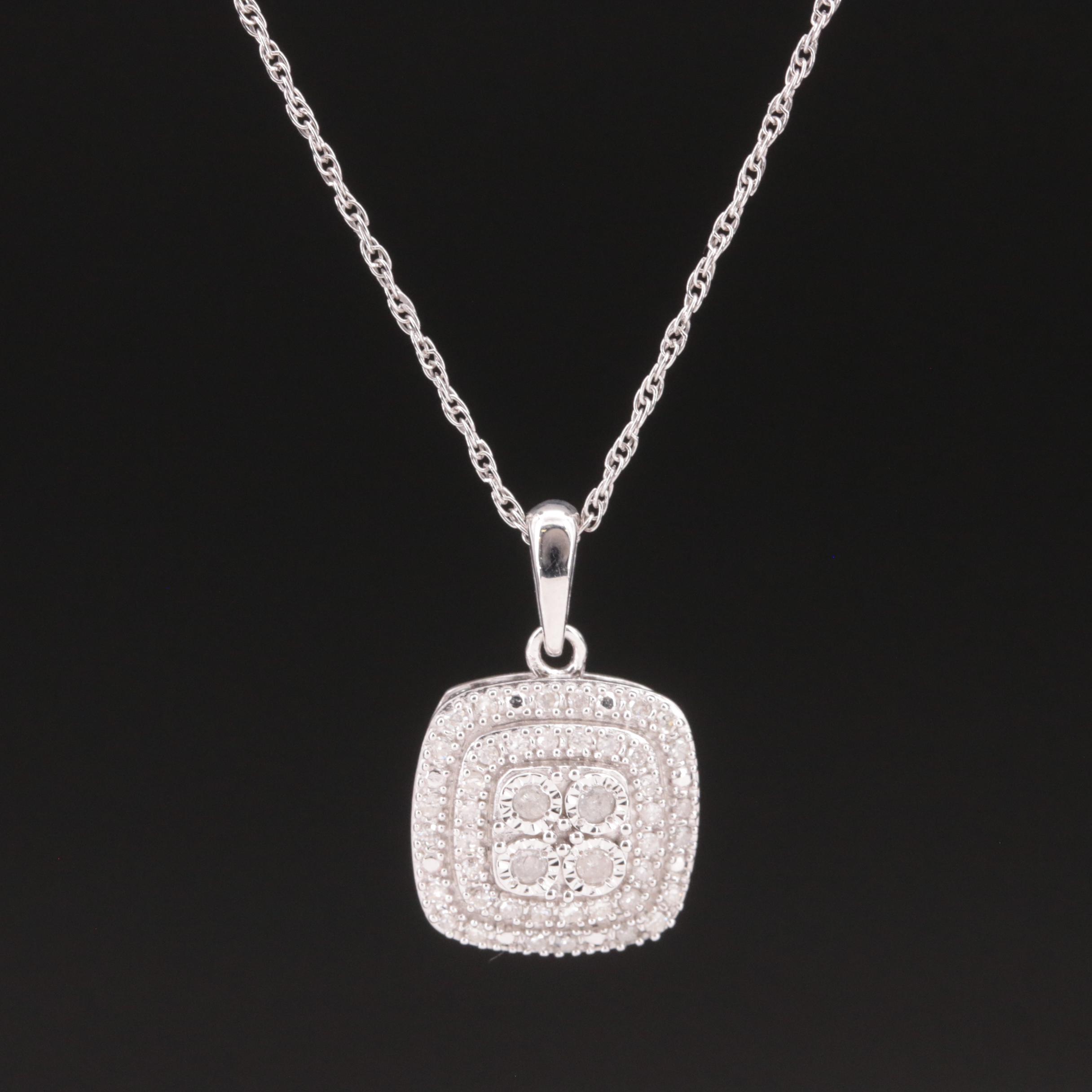 Sterling Diamond Pendant Necklace