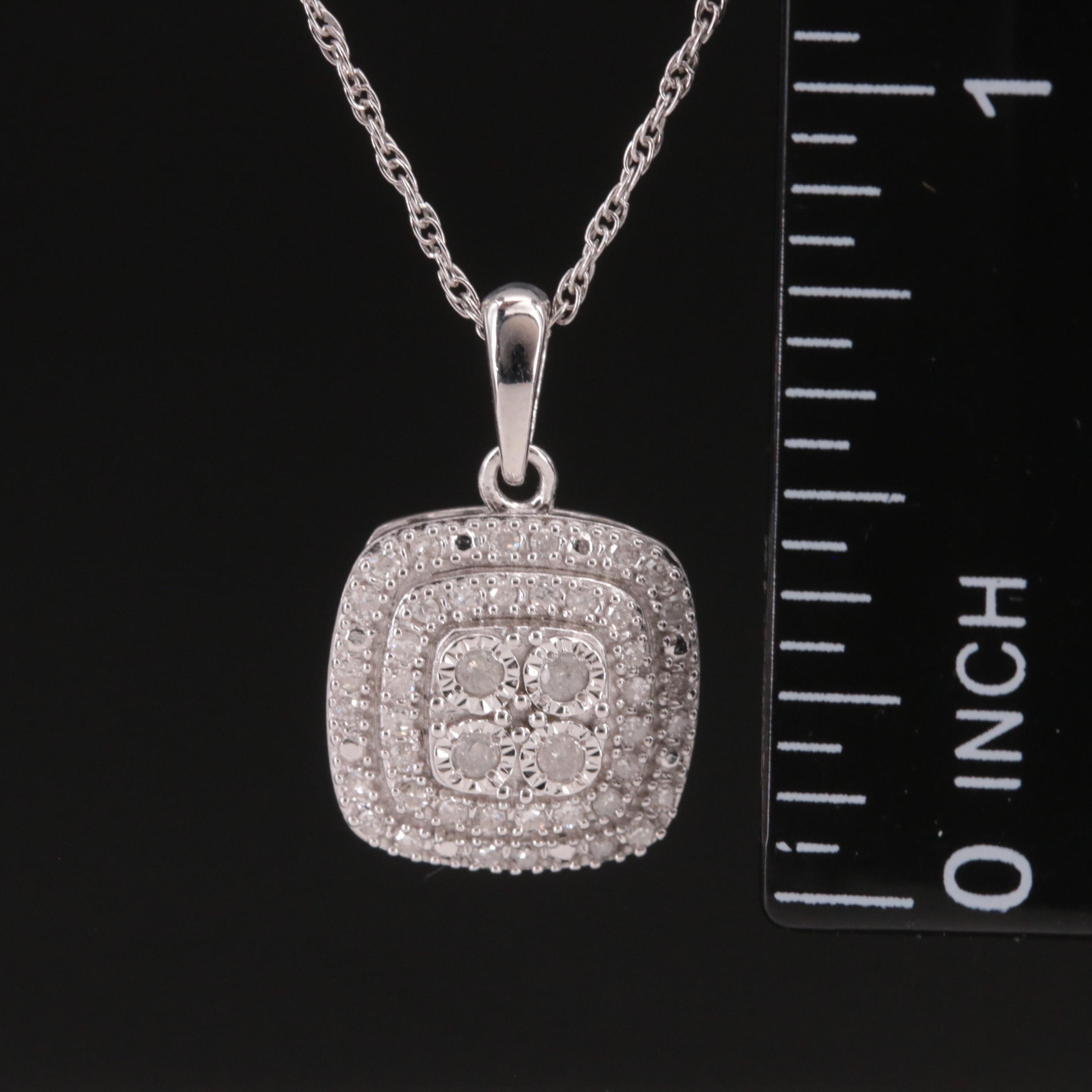 Sterling Diamond Pendant Necklace