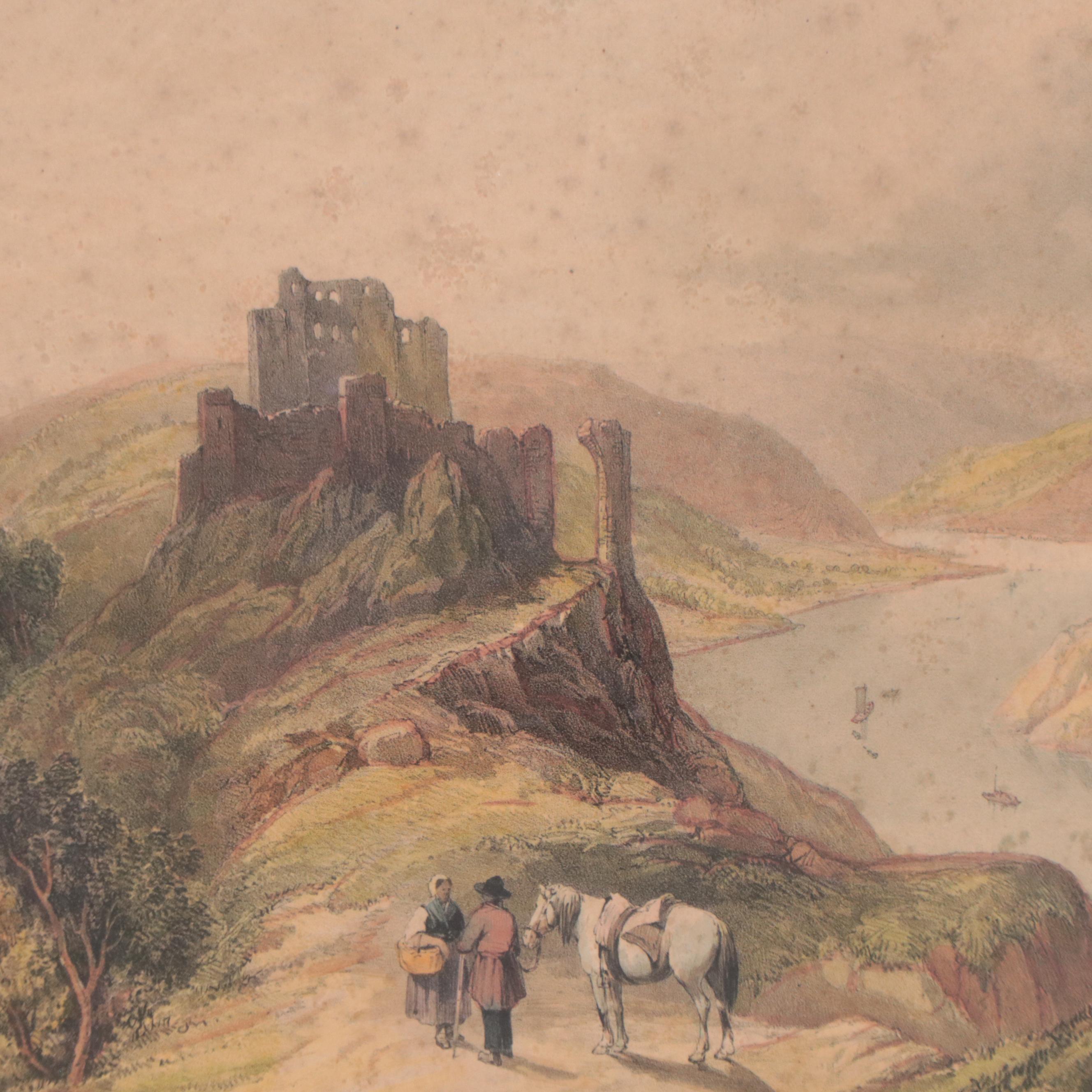 Hand-Colored Lithograph of Marienburg Monastery Ruins, 19th Century