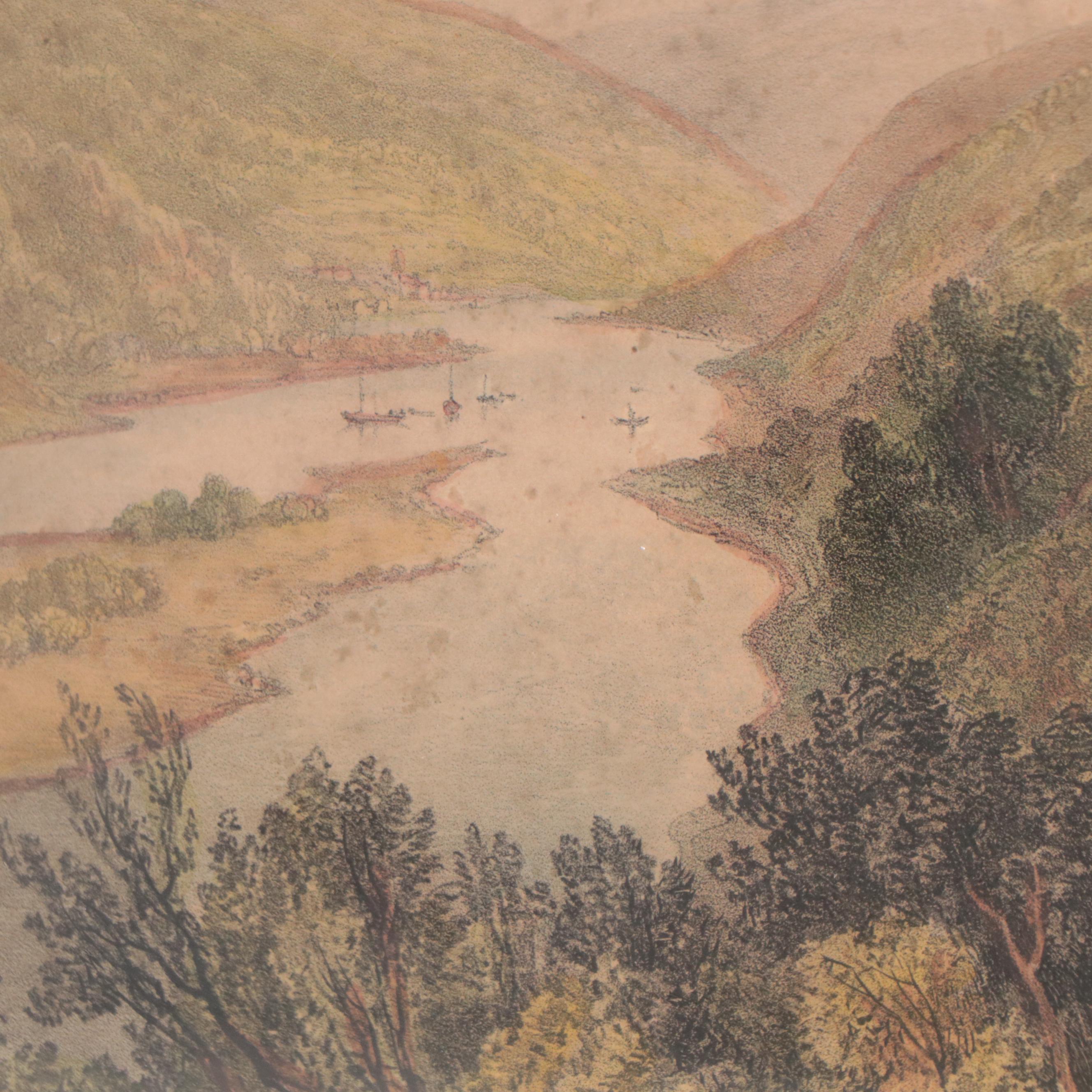 Hand-Colored Lithograph of Marienburg Monastery Ruins, 19th Century