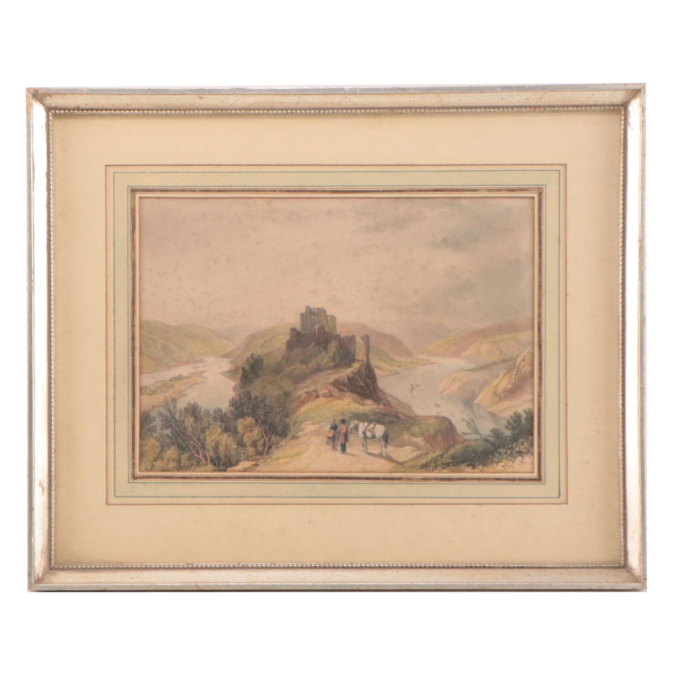 Hand-Colored Lithograph of Marienburg Monastery Ruins, 19th Century