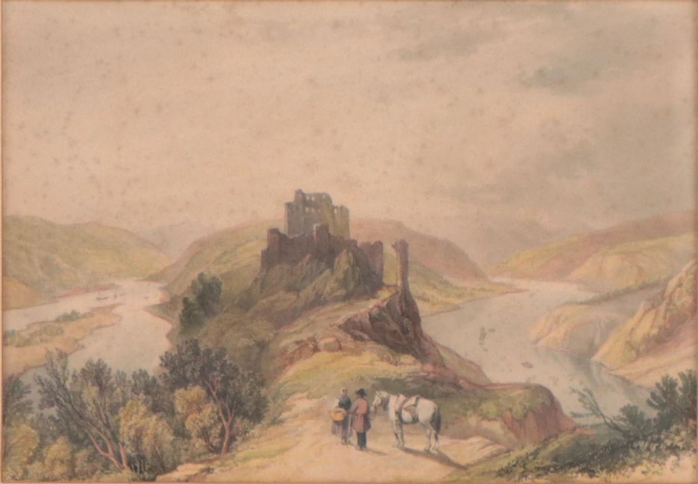 Hand-Colored Lithograph of Marienburg Monastery Ruins, 19th Century