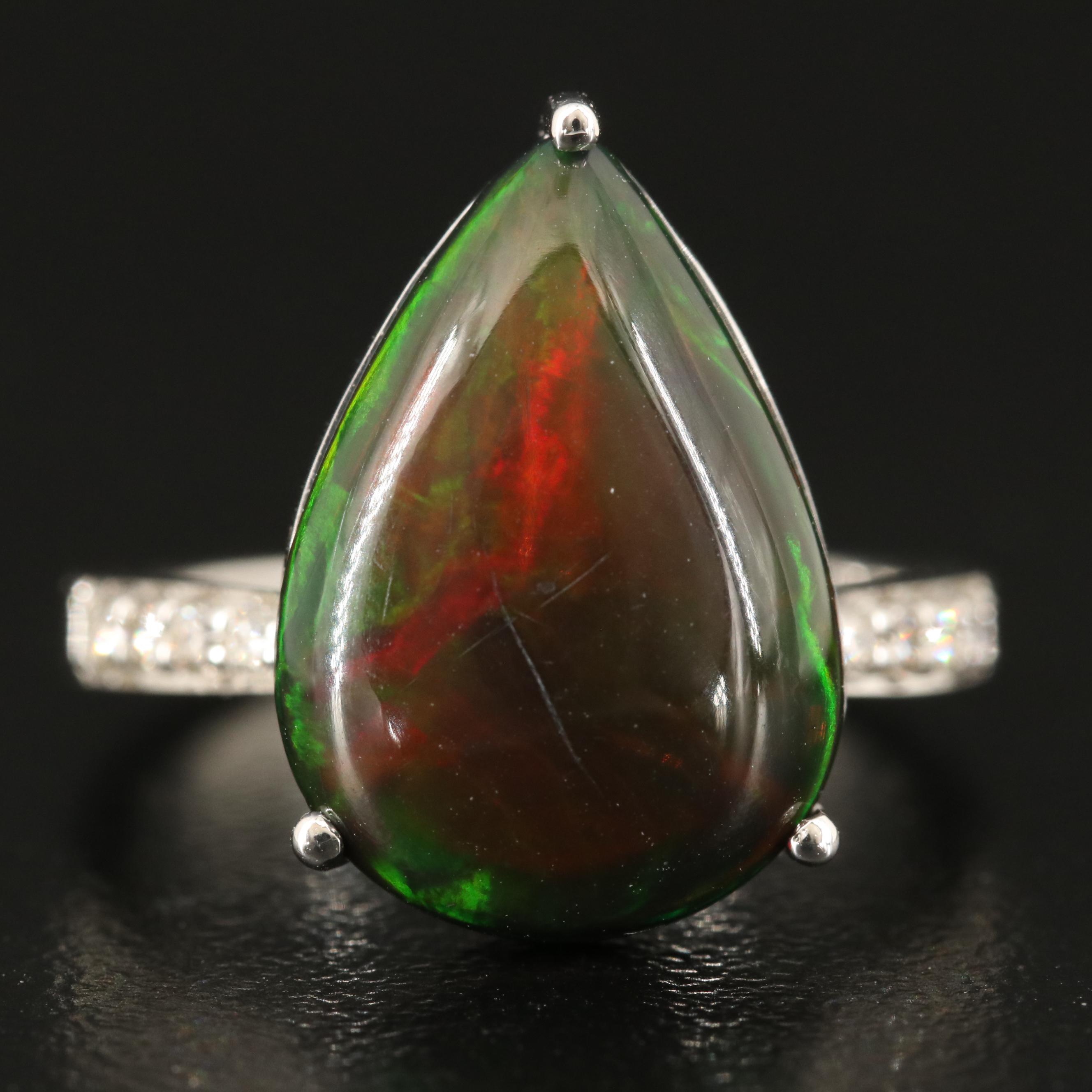 14K Opal and Diamond Ring