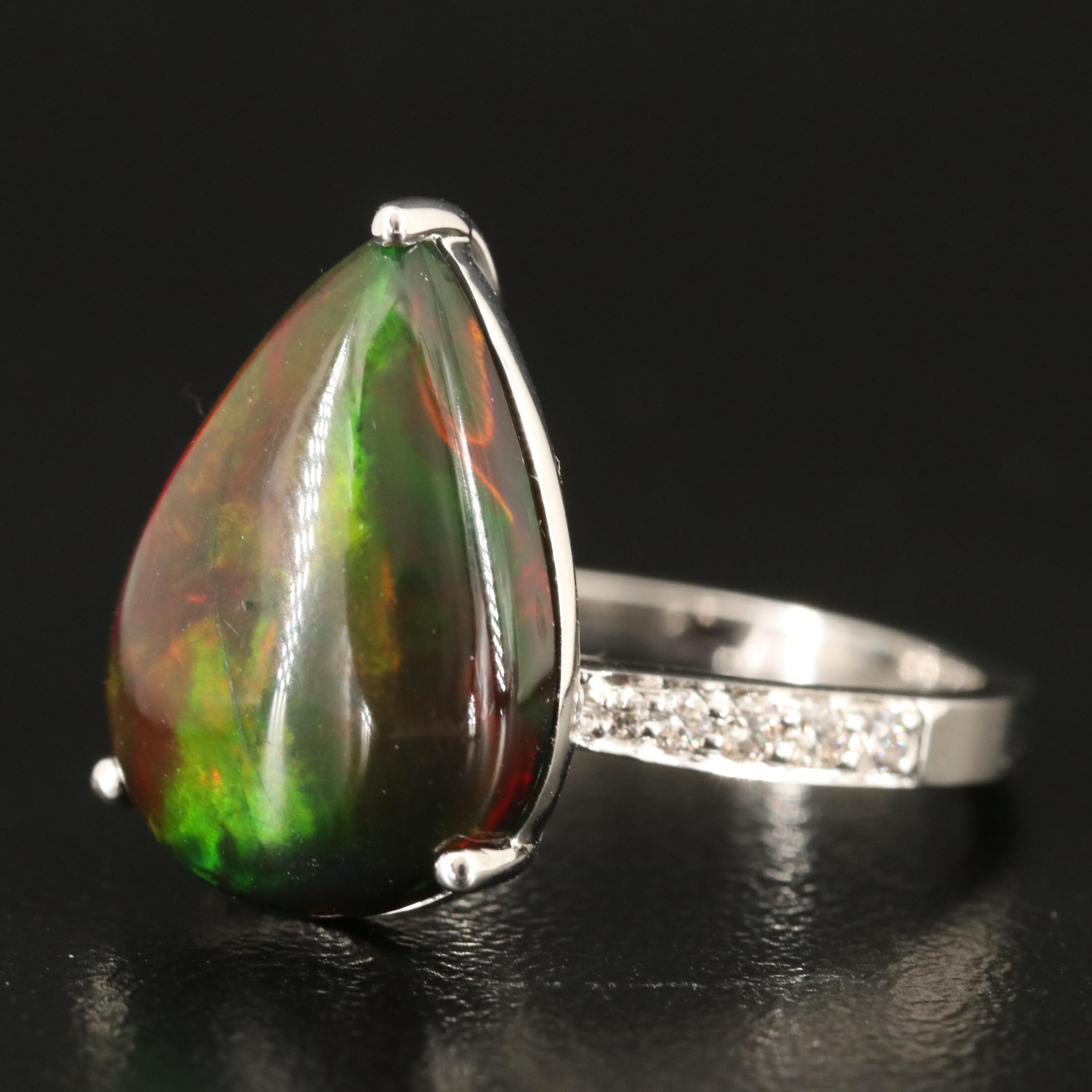 14K Opal and Diamond Ring
