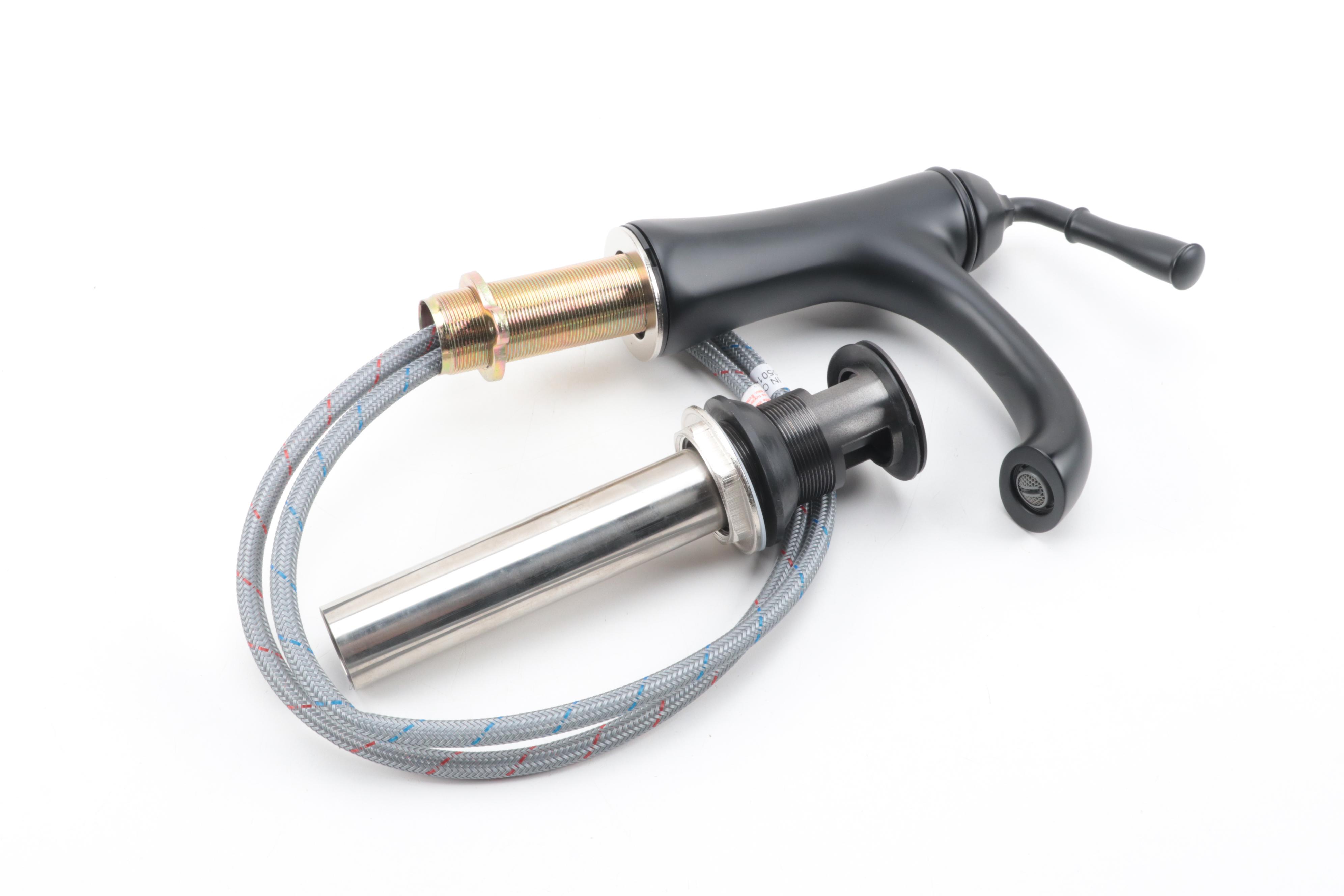 White Porcelain Wall Mount Bathroom Sink and Matte Black Single Hole Faucet