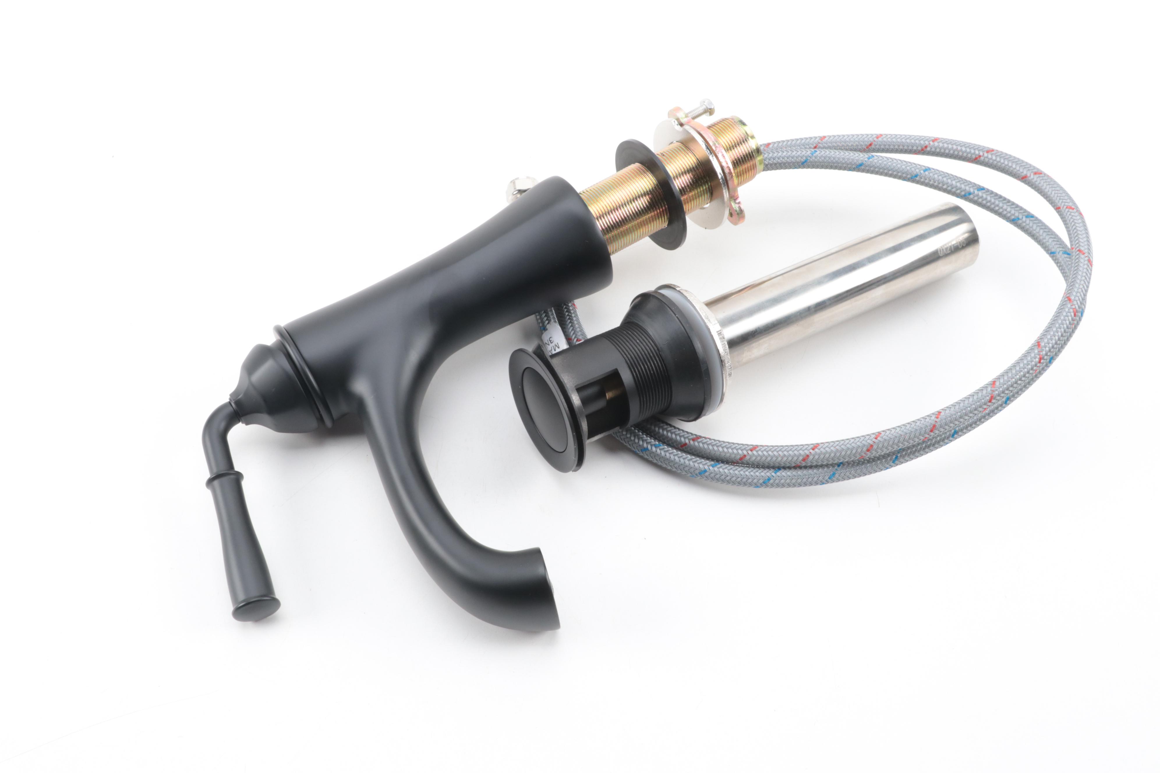 White Porcelain Wall Mount Bathroom Sink and Matte Black Single Hole Faucet