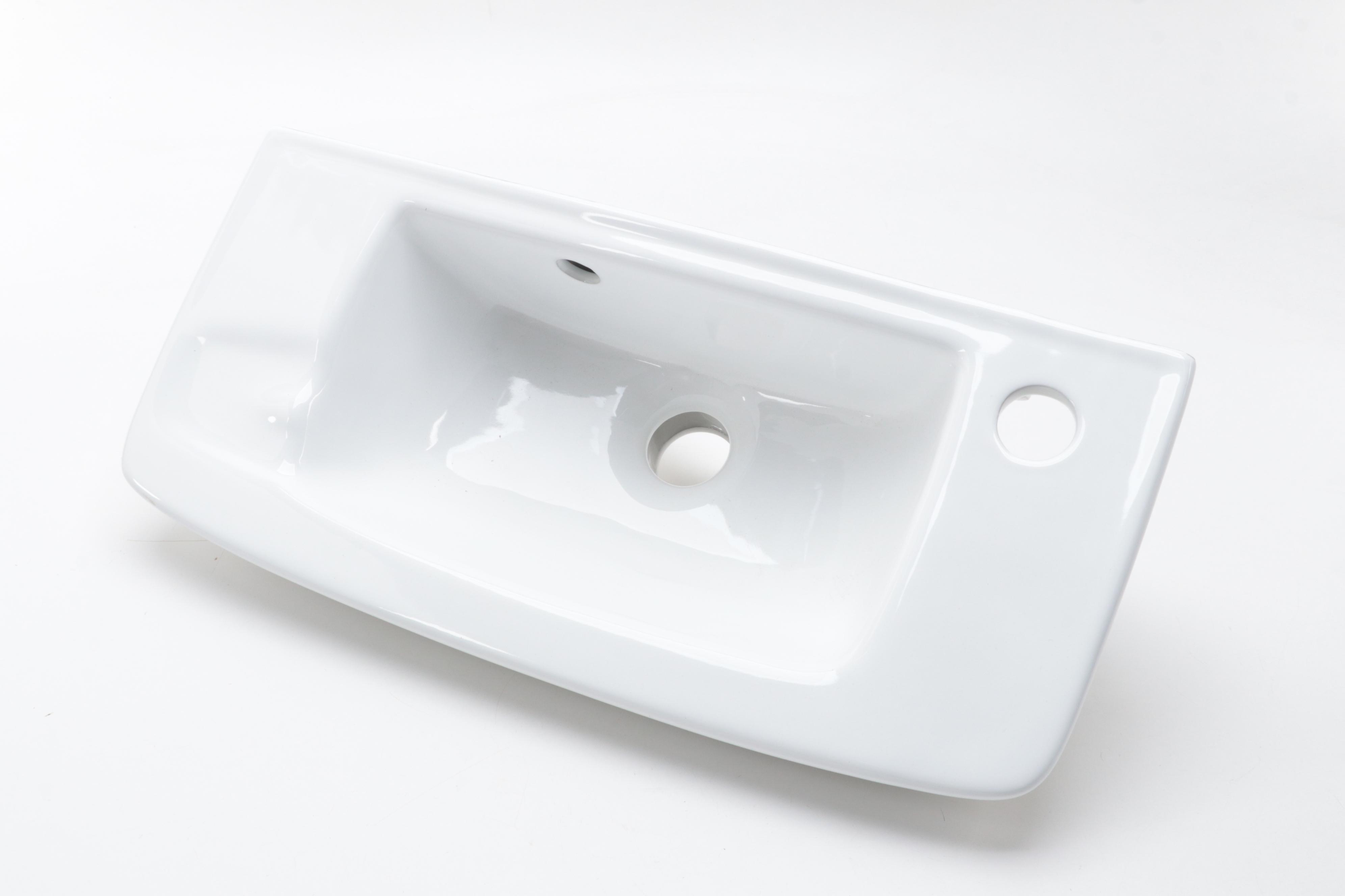 White Porcelain Wall Mount Bathroom Sink and Matte Black Single Hole Faucet