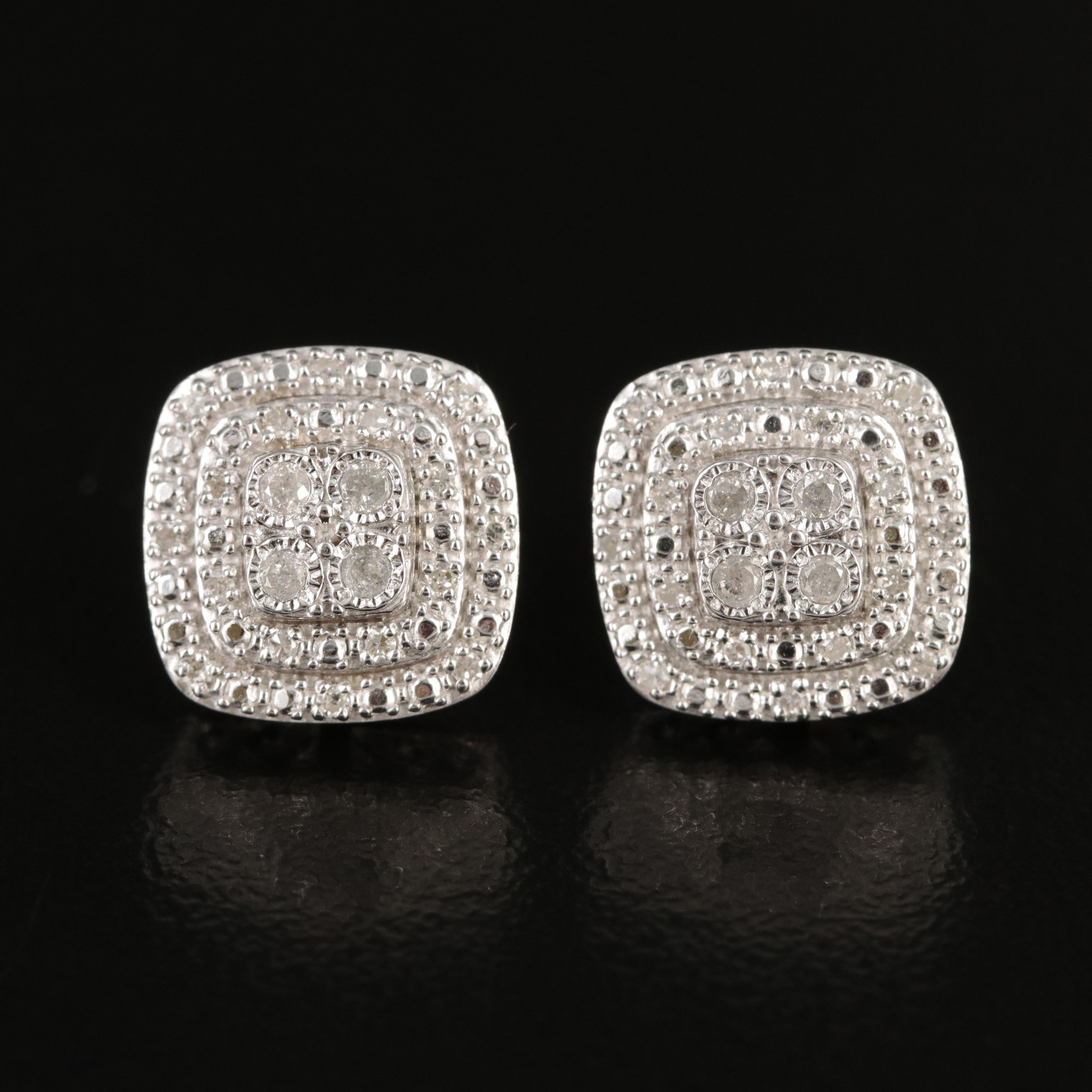 Sterling Diamond Stud Earrings