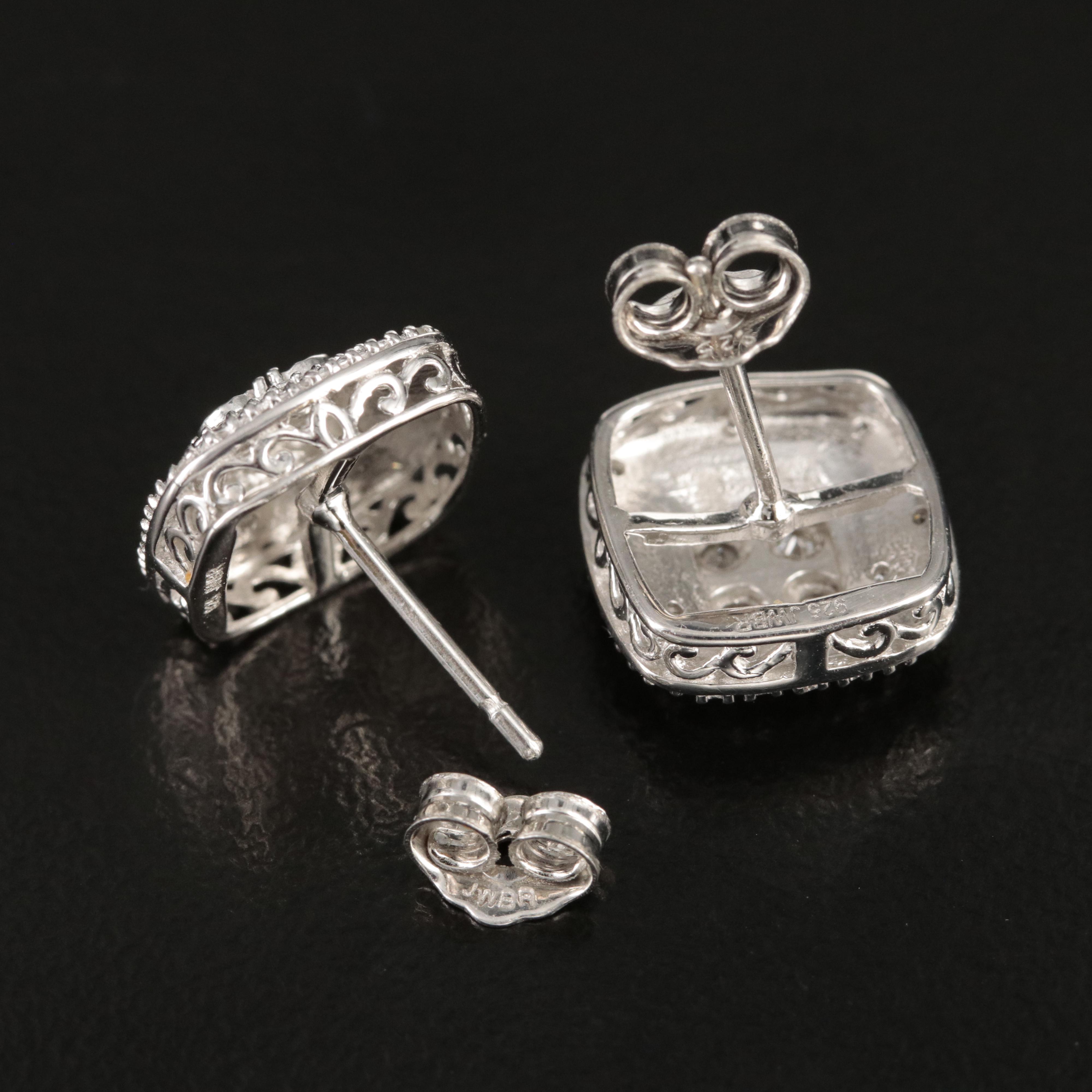 Sterling Diamond Stud Earrings
