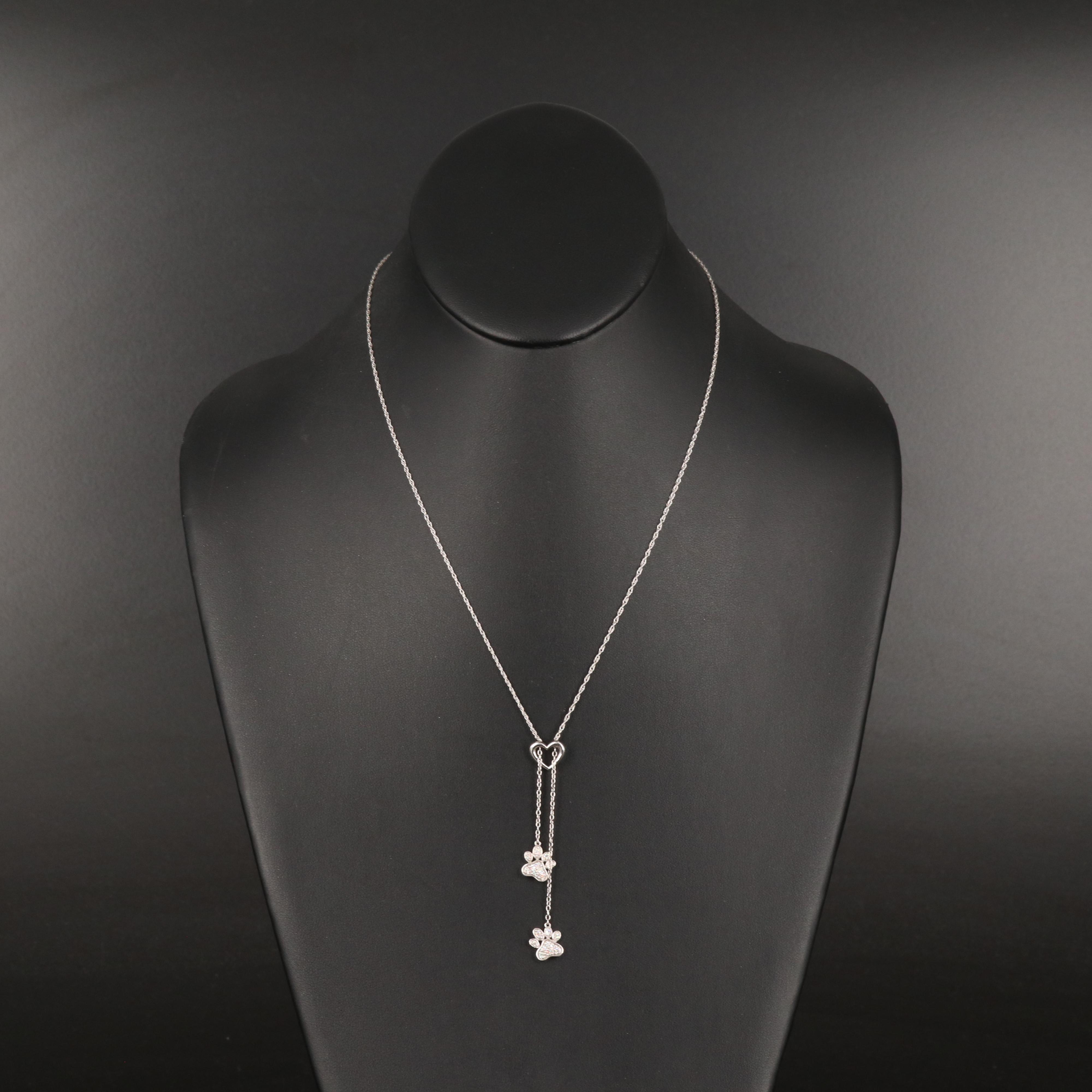 Double Paw Diamond Négligée Necklace in Sterling