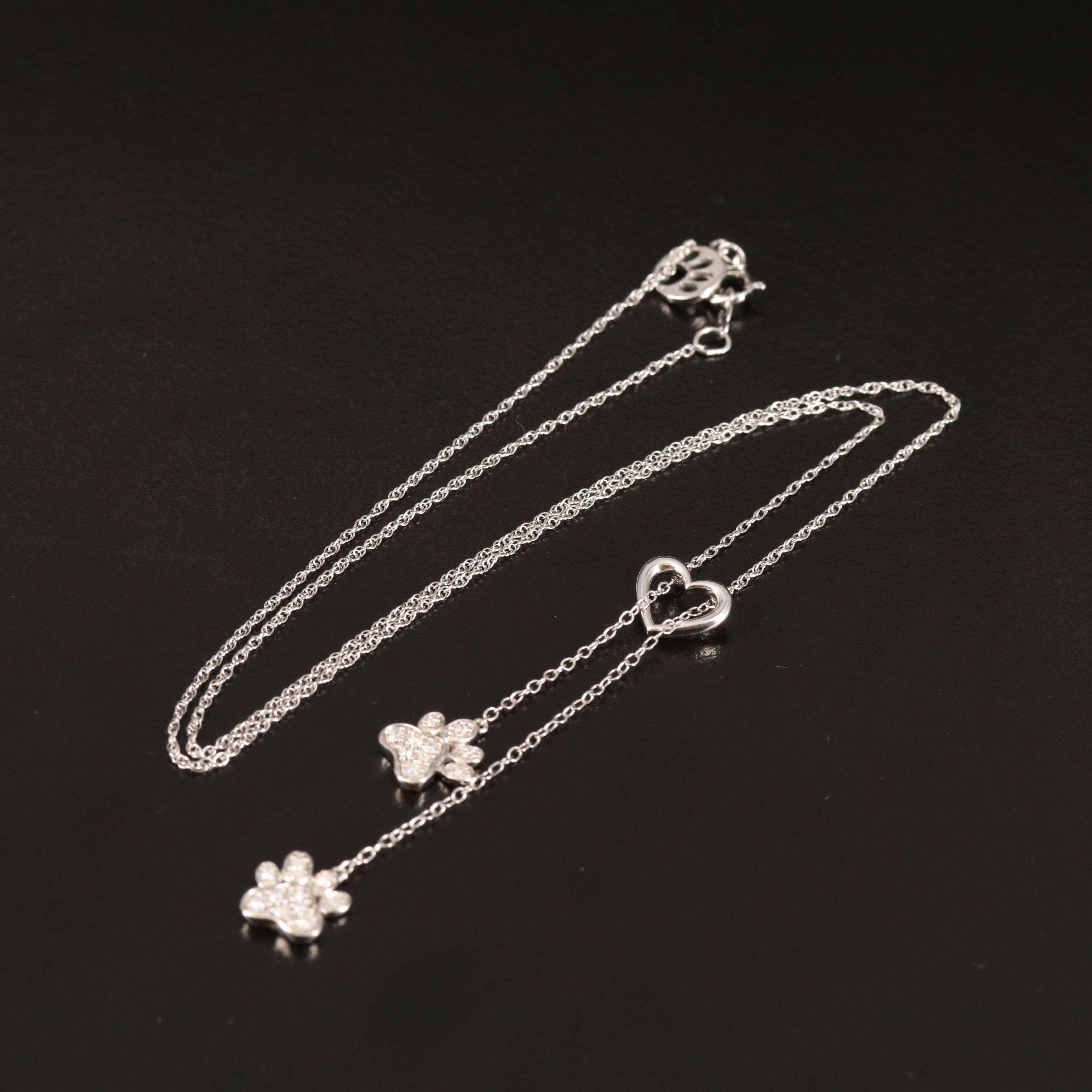 Double Paw Diamond Négligée Necklace in Sterling