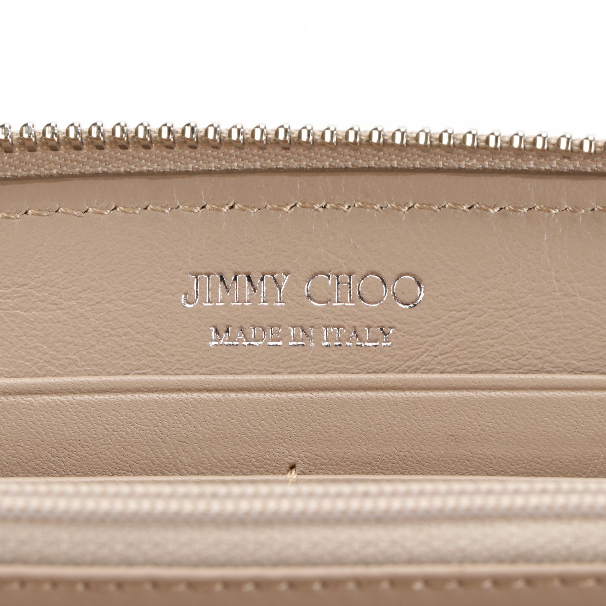 Jimmy Choo Star Studded Metallic Leather Zip Wallet