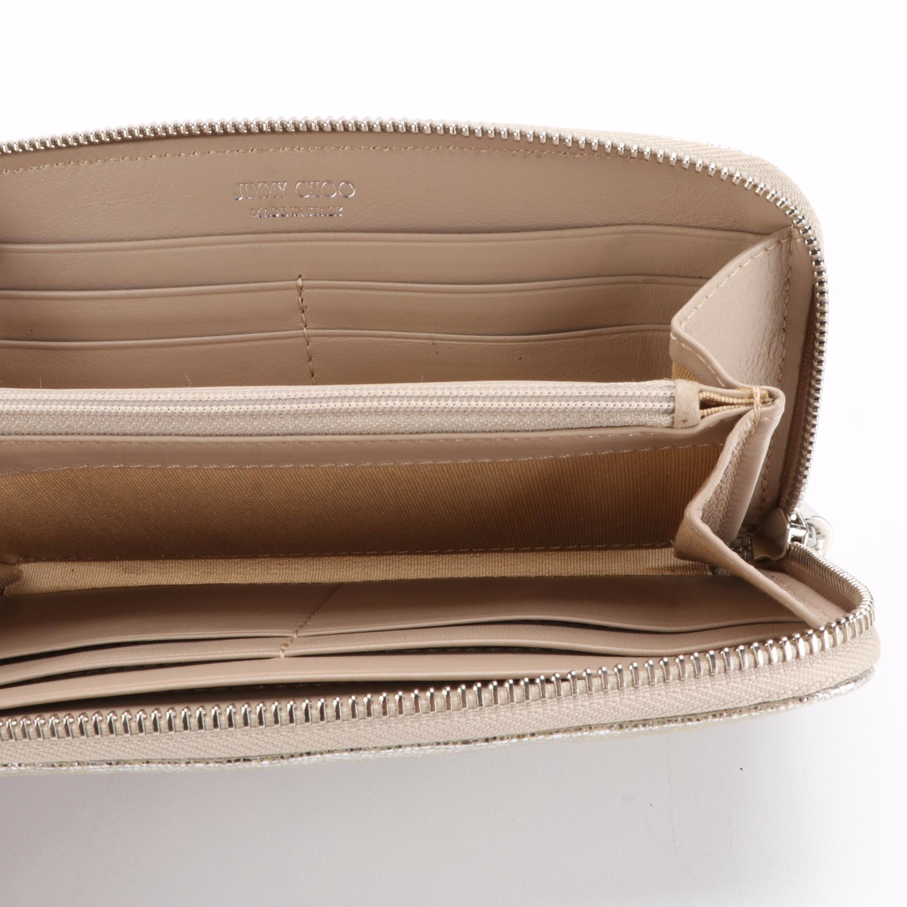 Jimmy Choo Star Studded Metallic Leather Zip Wallet