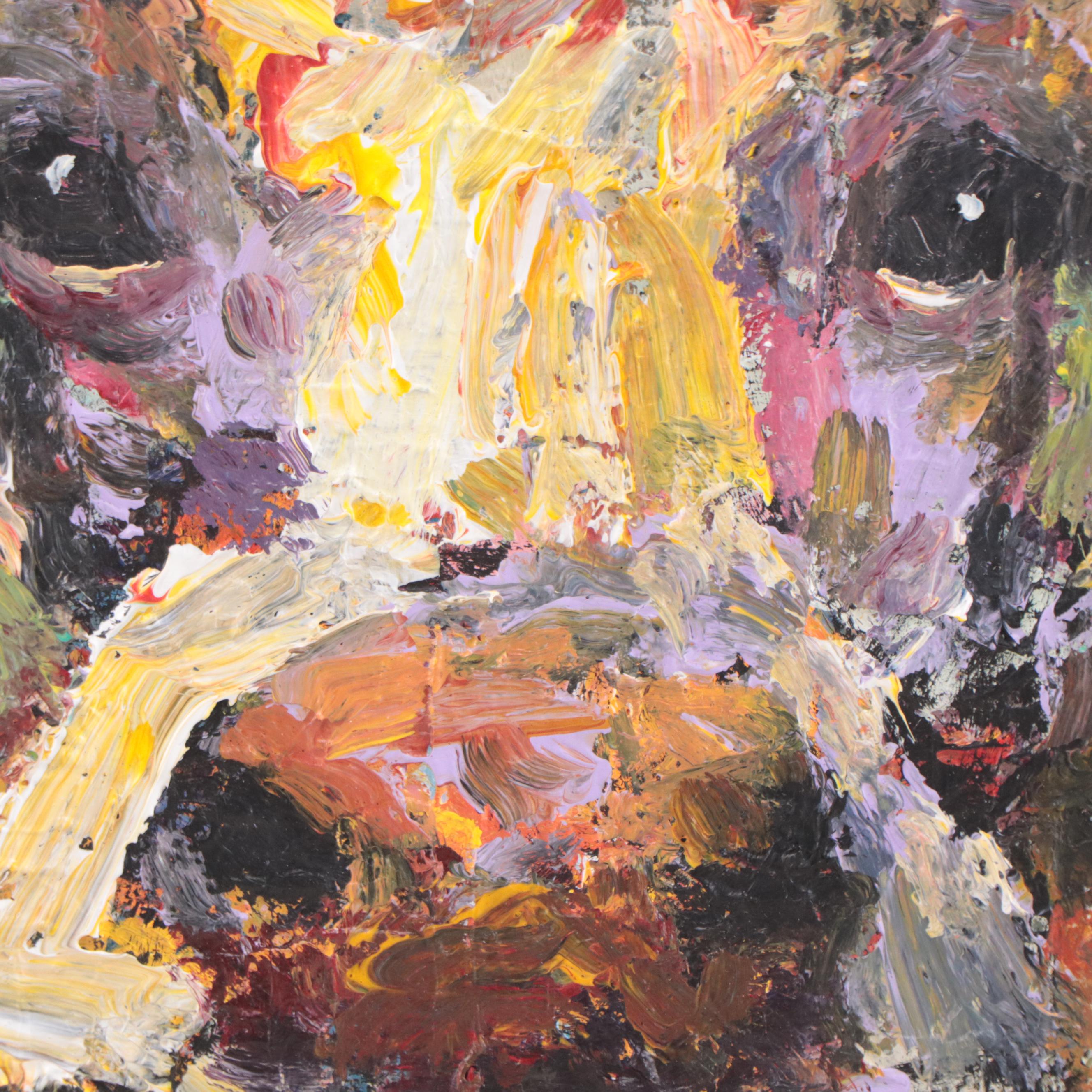 Elle Raines Cow Portrait Acrylic Impasto Painting