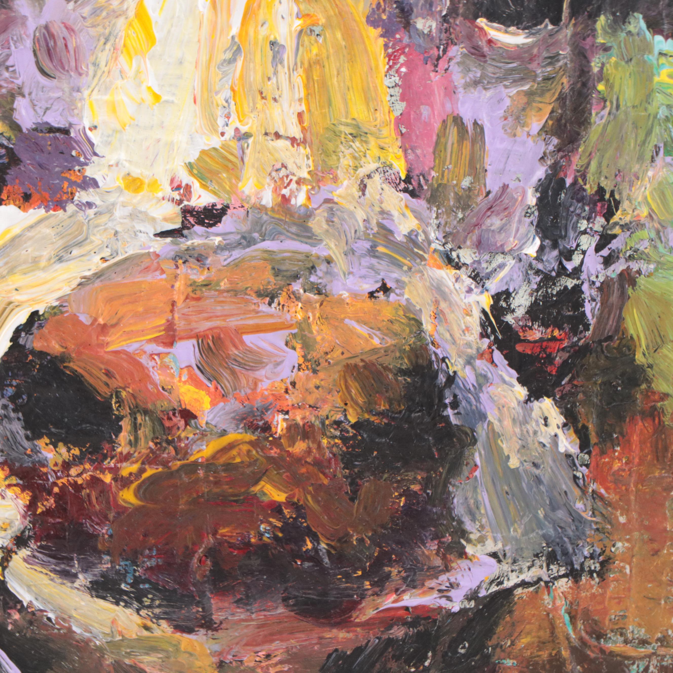 Elle Raines Cow Portrait Acrylic Impasto Painting