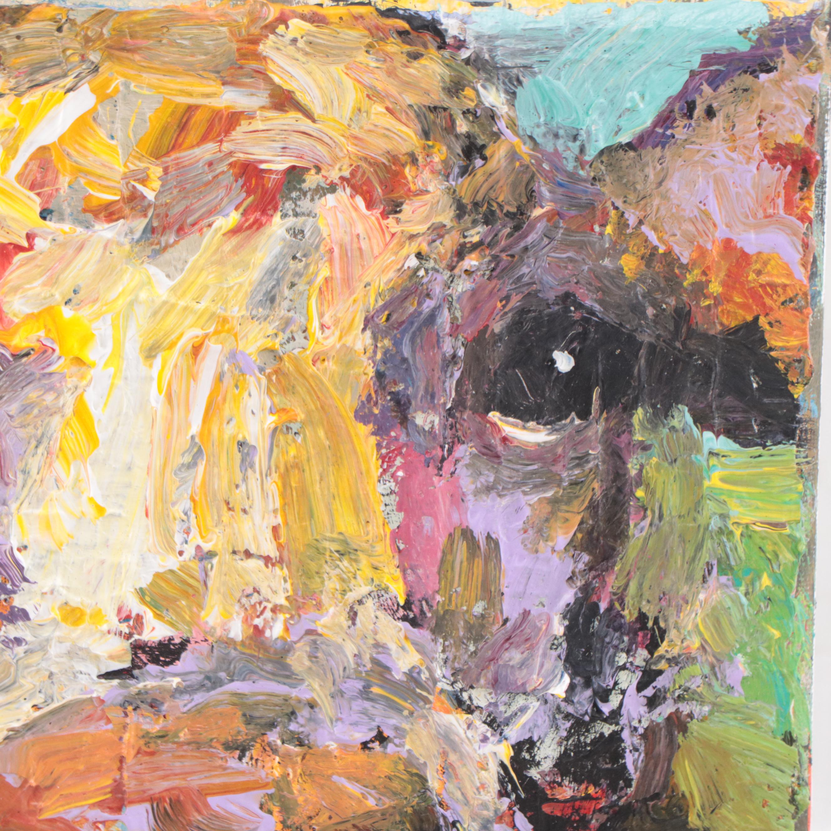 Elle Raines Cow Portrait Acrylic Impasto Painting