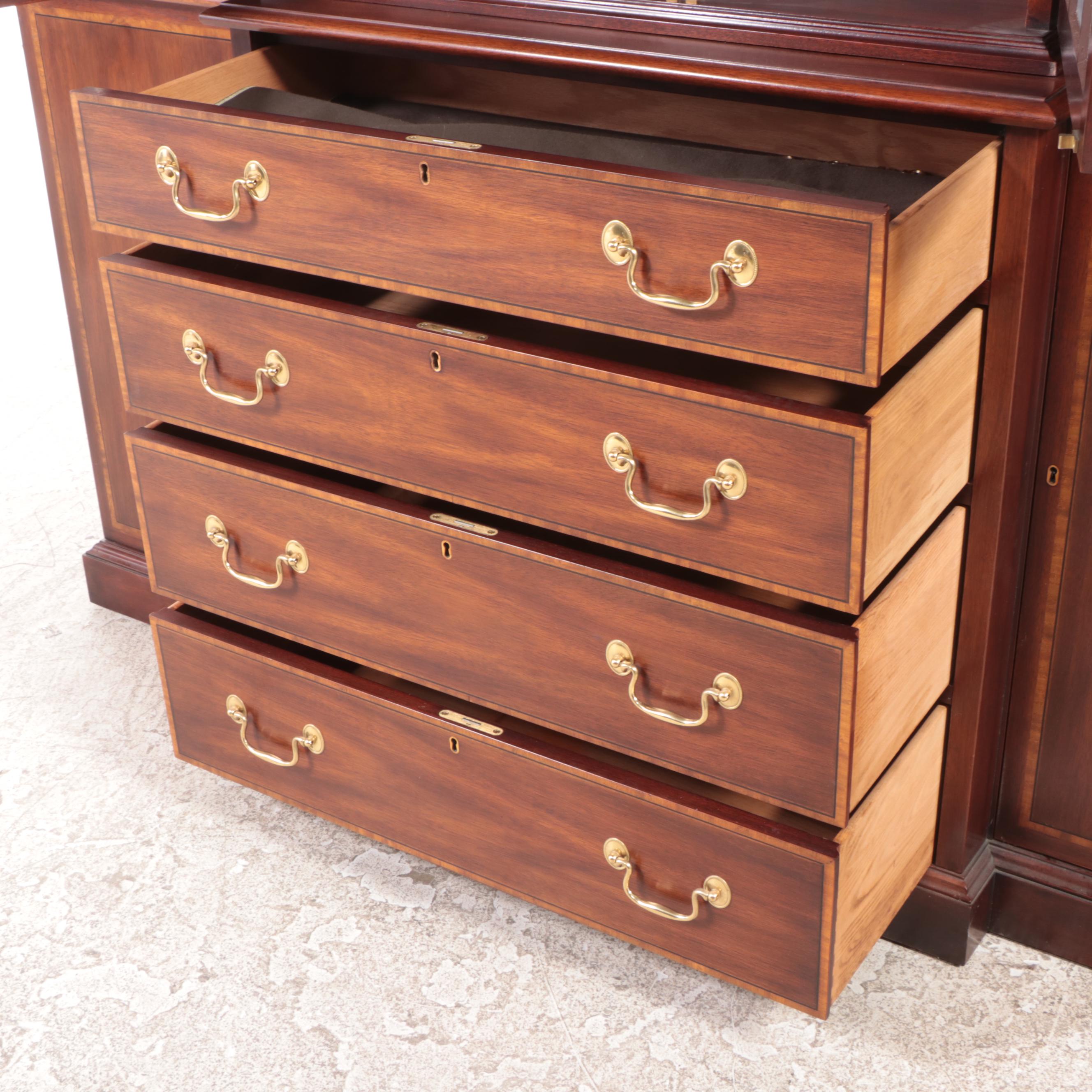 Henkel-Harris "Virginia Galleries" Mahogany Breakfront China Cabinet, dated 1987