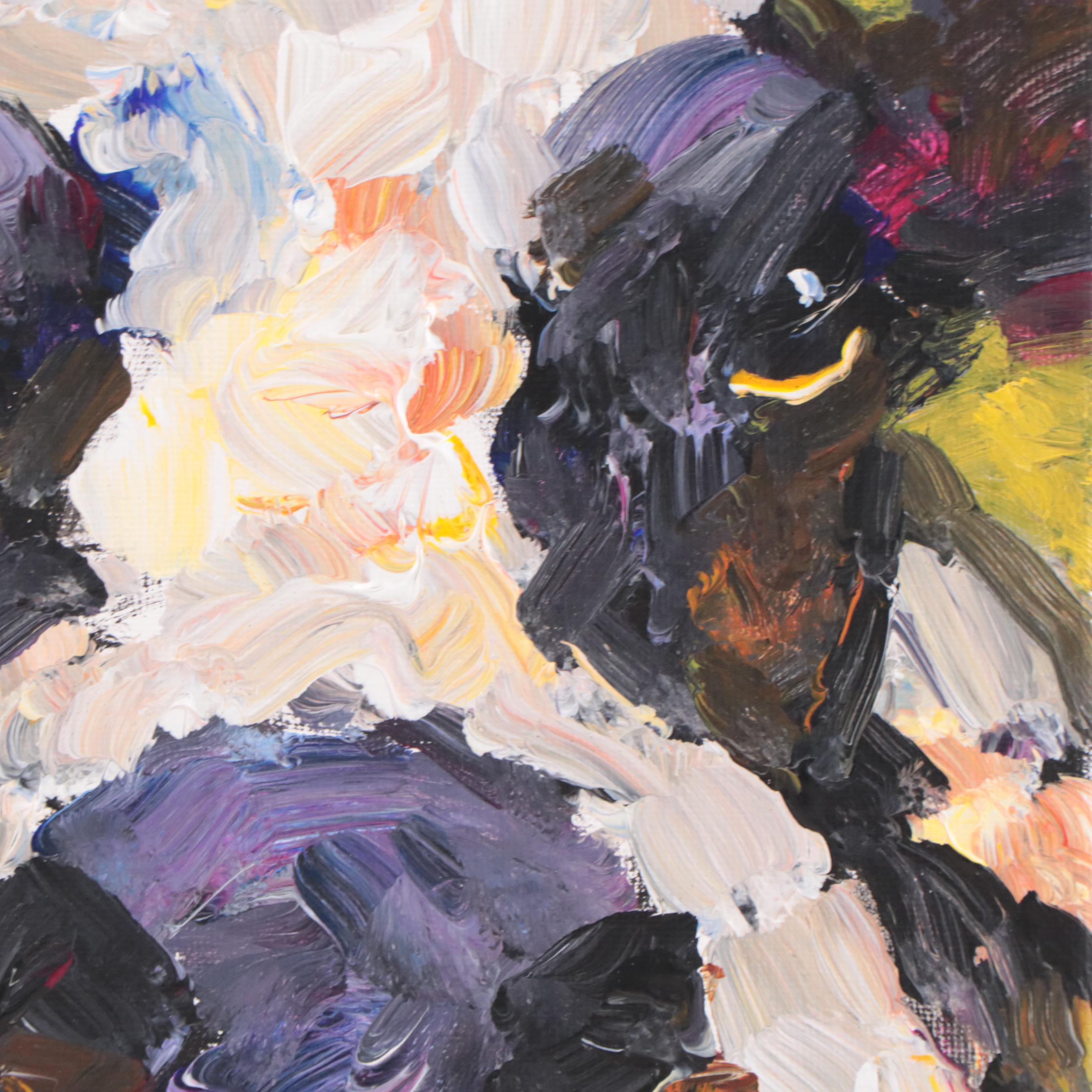 Elle Raines Acrylic Painting of Cow Portrait, 21st Century