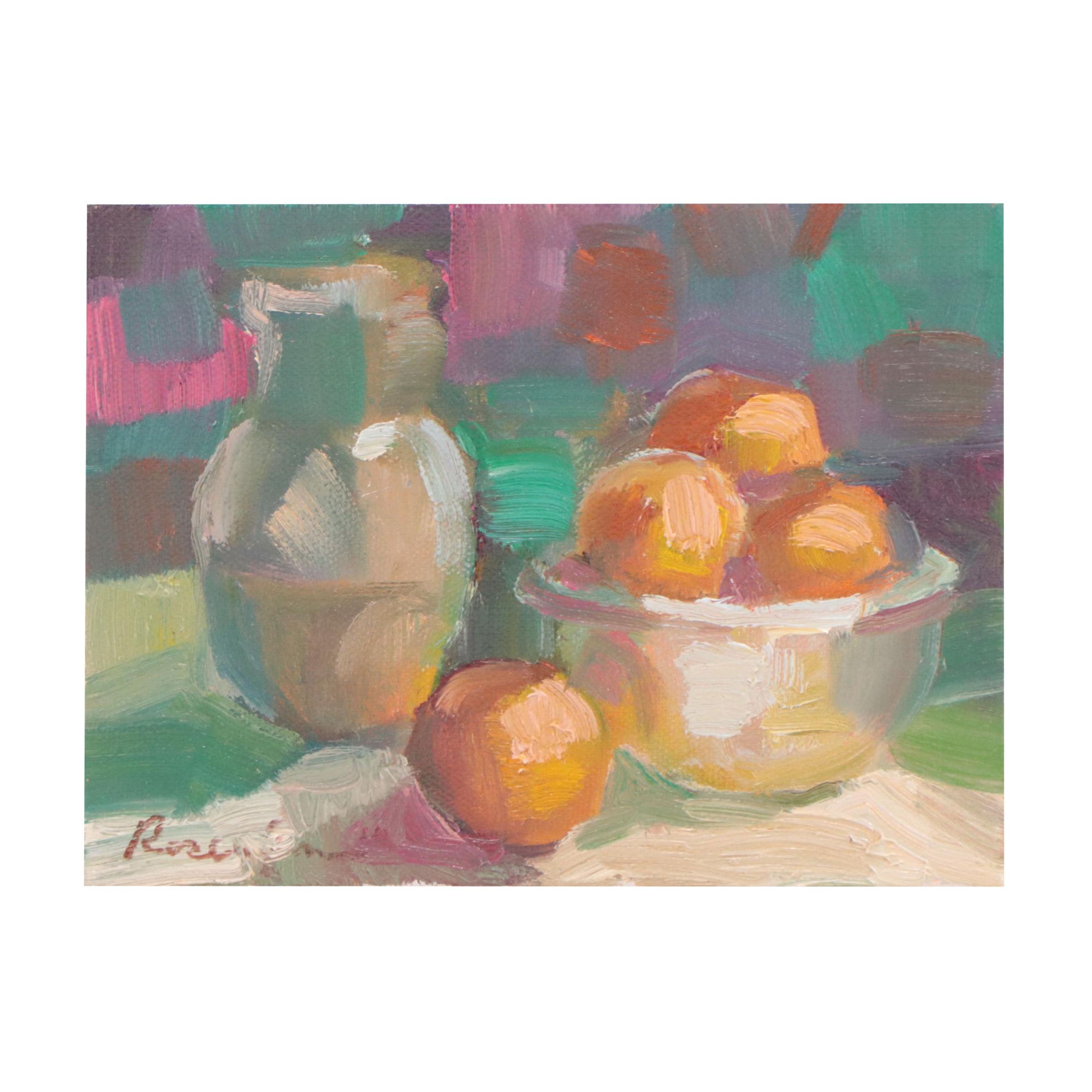 Sally Rosenbaum Oil Painting "Still Life," 21st Century