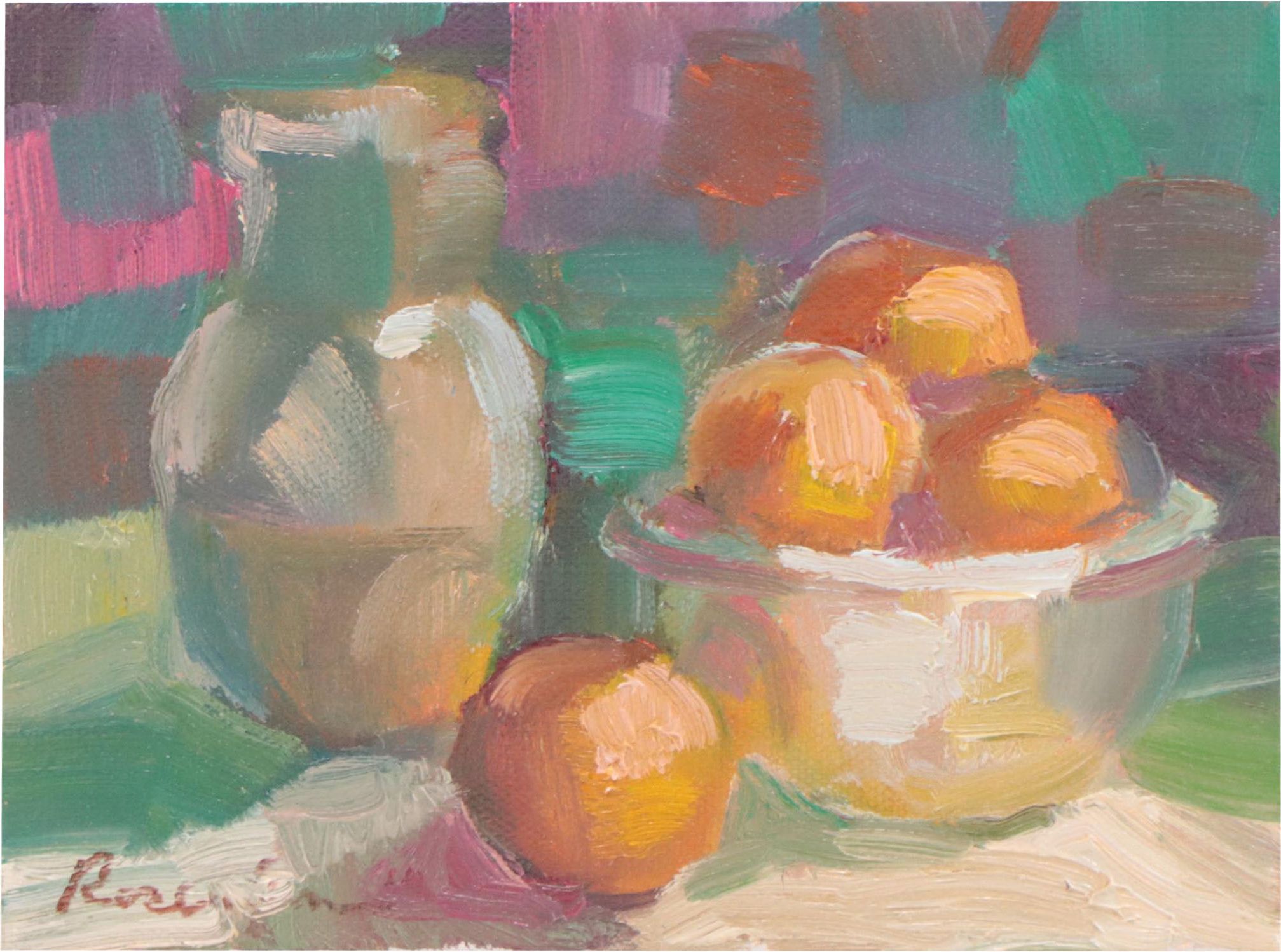 Sally Rosenbaum Oil Painting "Still Life," 21st Century