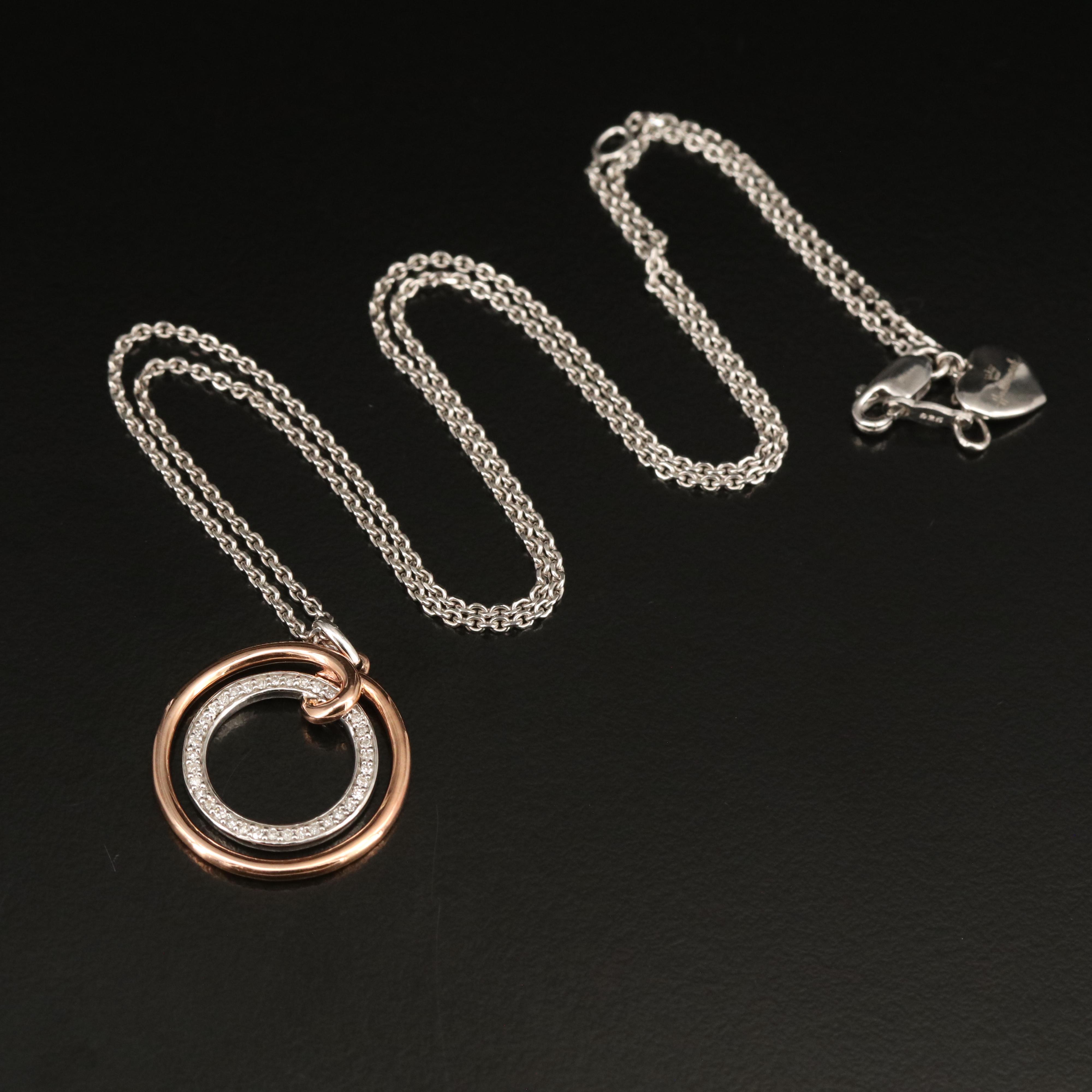 Sterling Diamond Circle Pendant Necklace