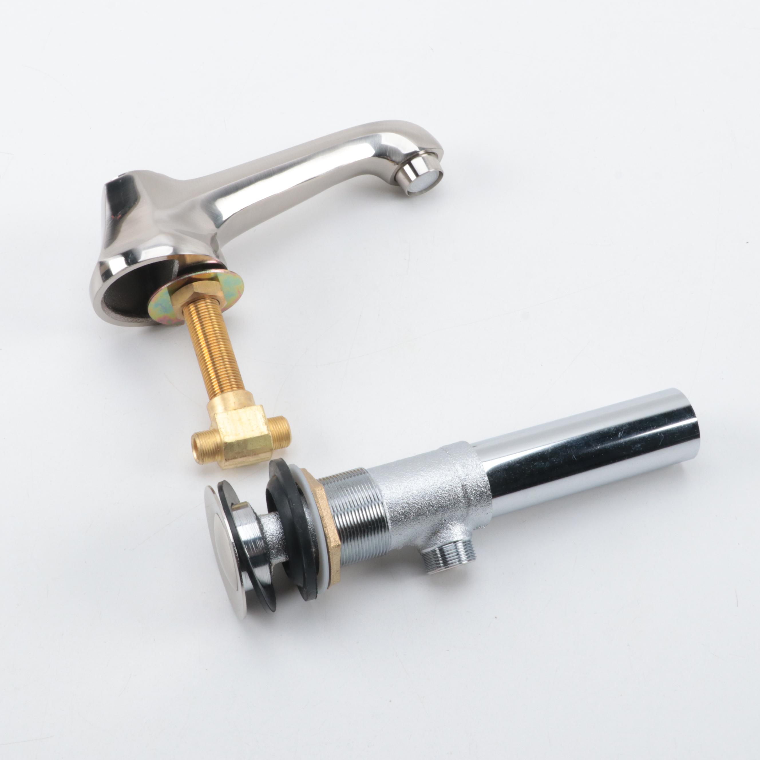 Brushed Nickel Finished Widespread Bathroom Faucet with Cross Handles