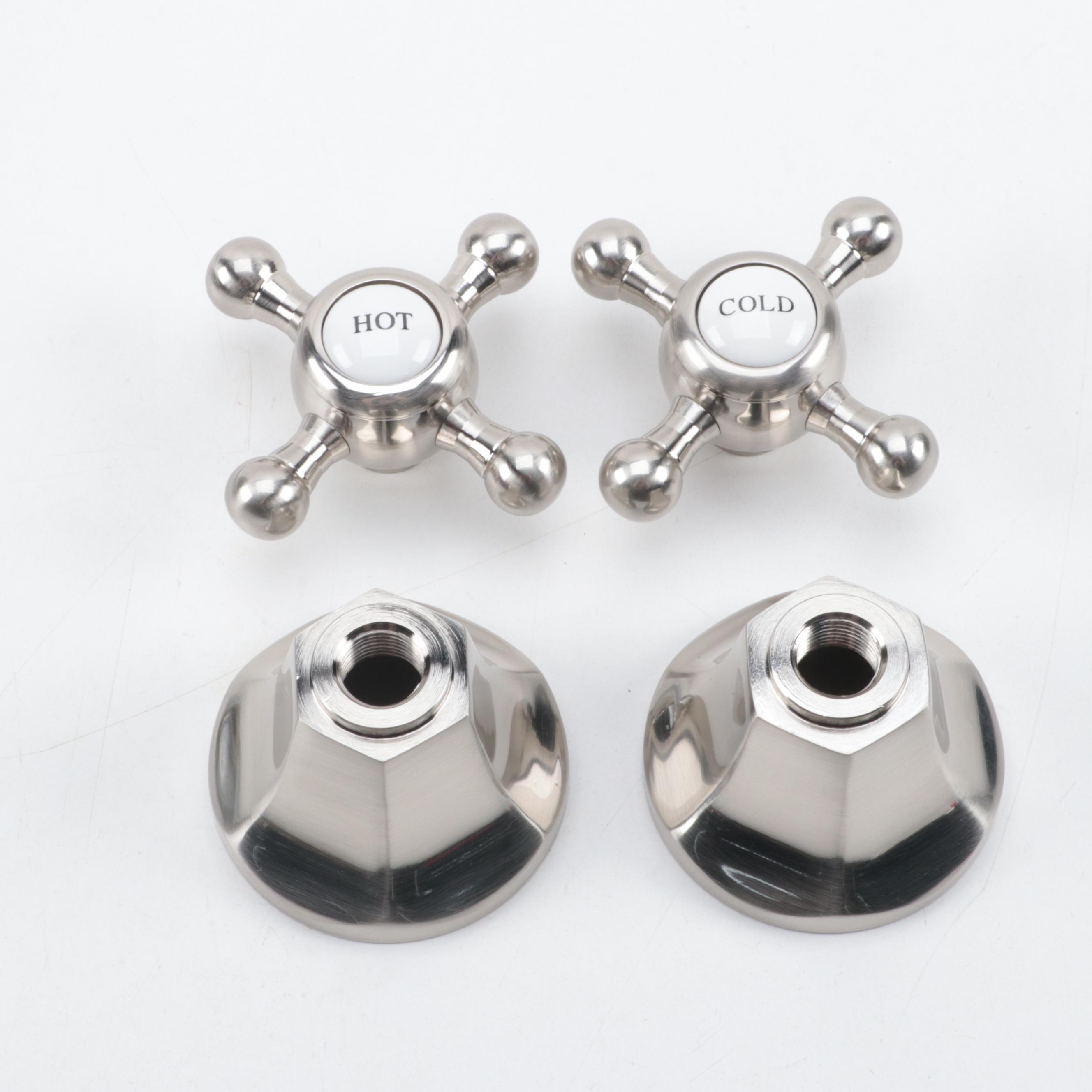 Brushed Nickel Finished Widespread Bathroom Faucet with Cross Handles