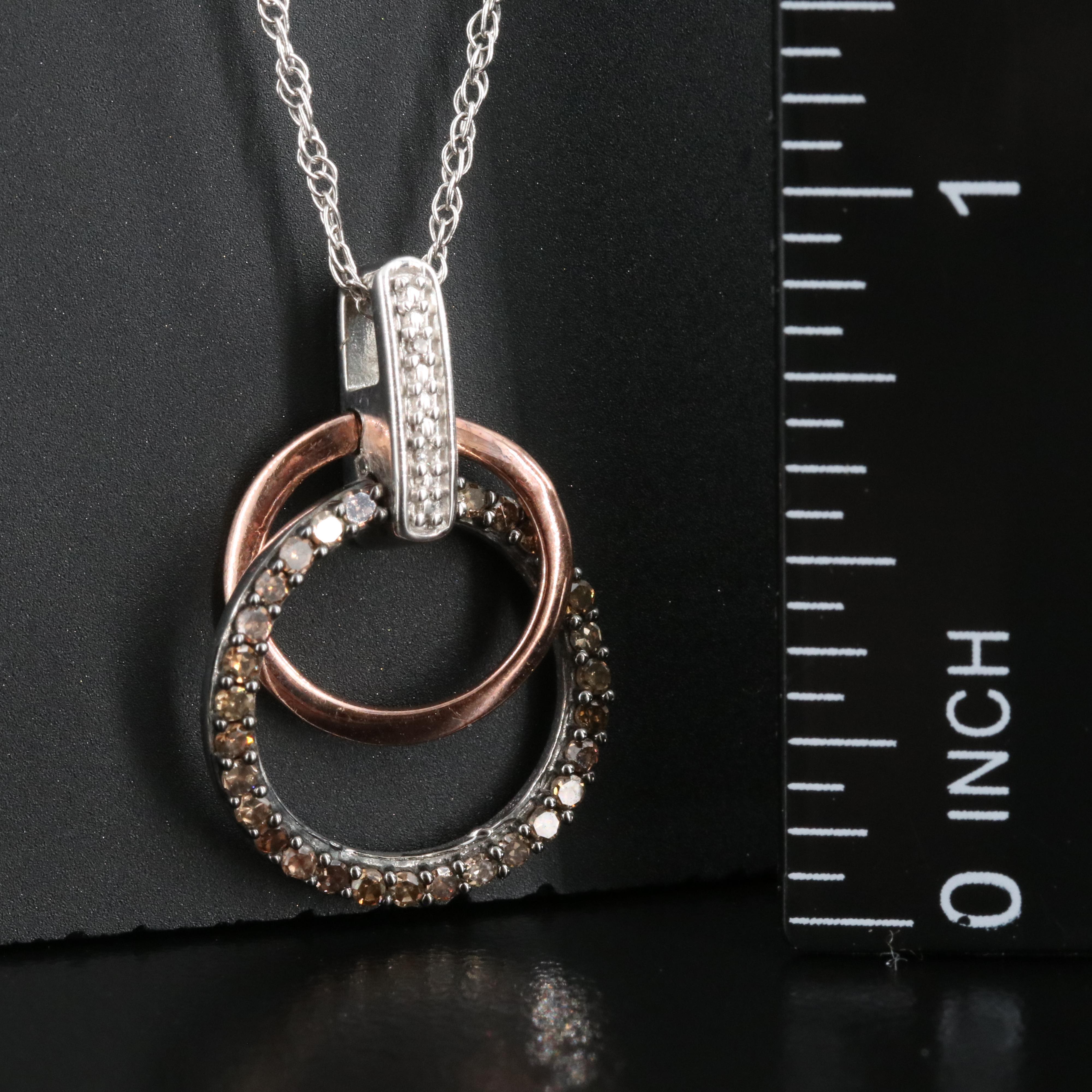 Sterling Diamond Interlocking Circle Pendant Necklace