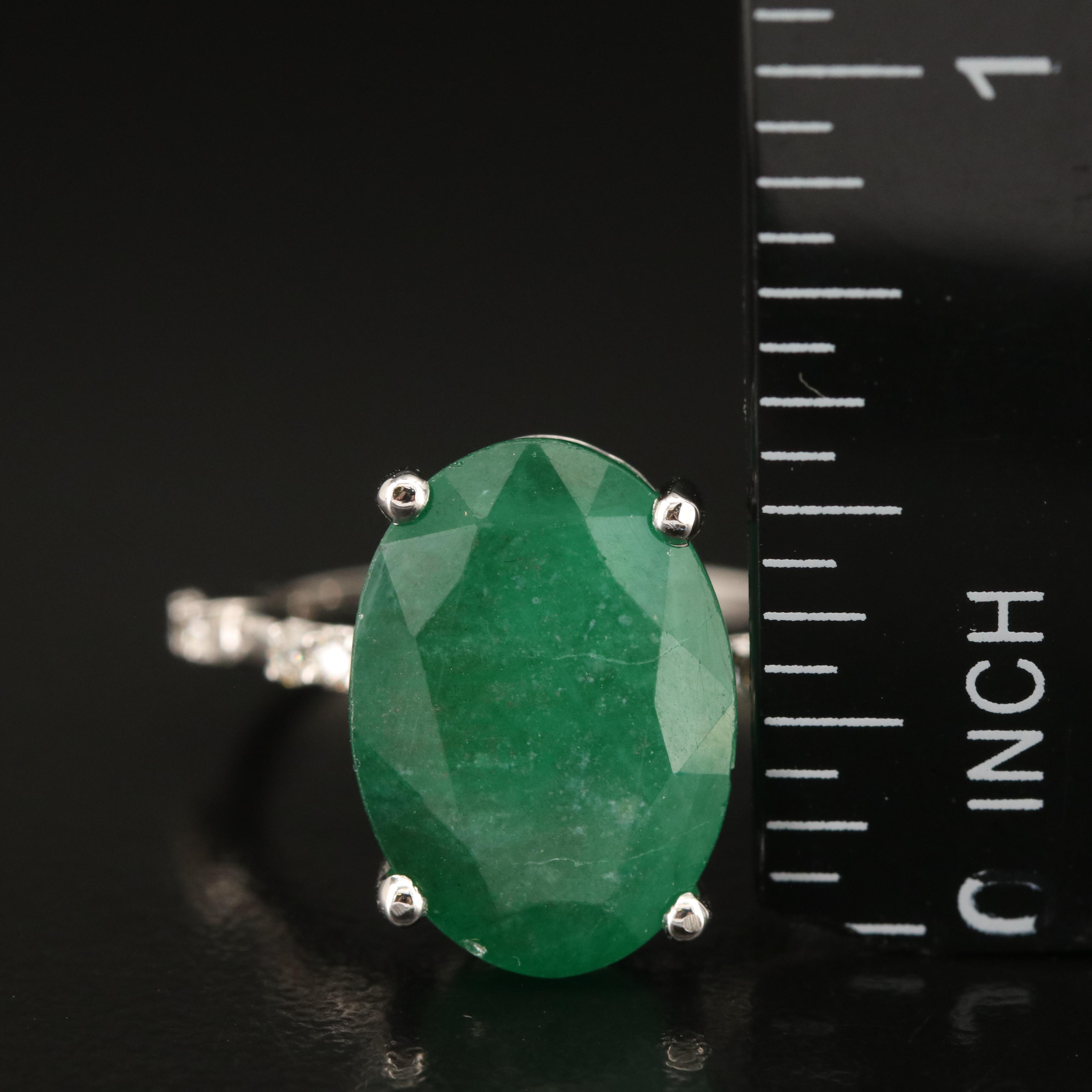 14K 7.53 CT Emerald and Diamond Ring