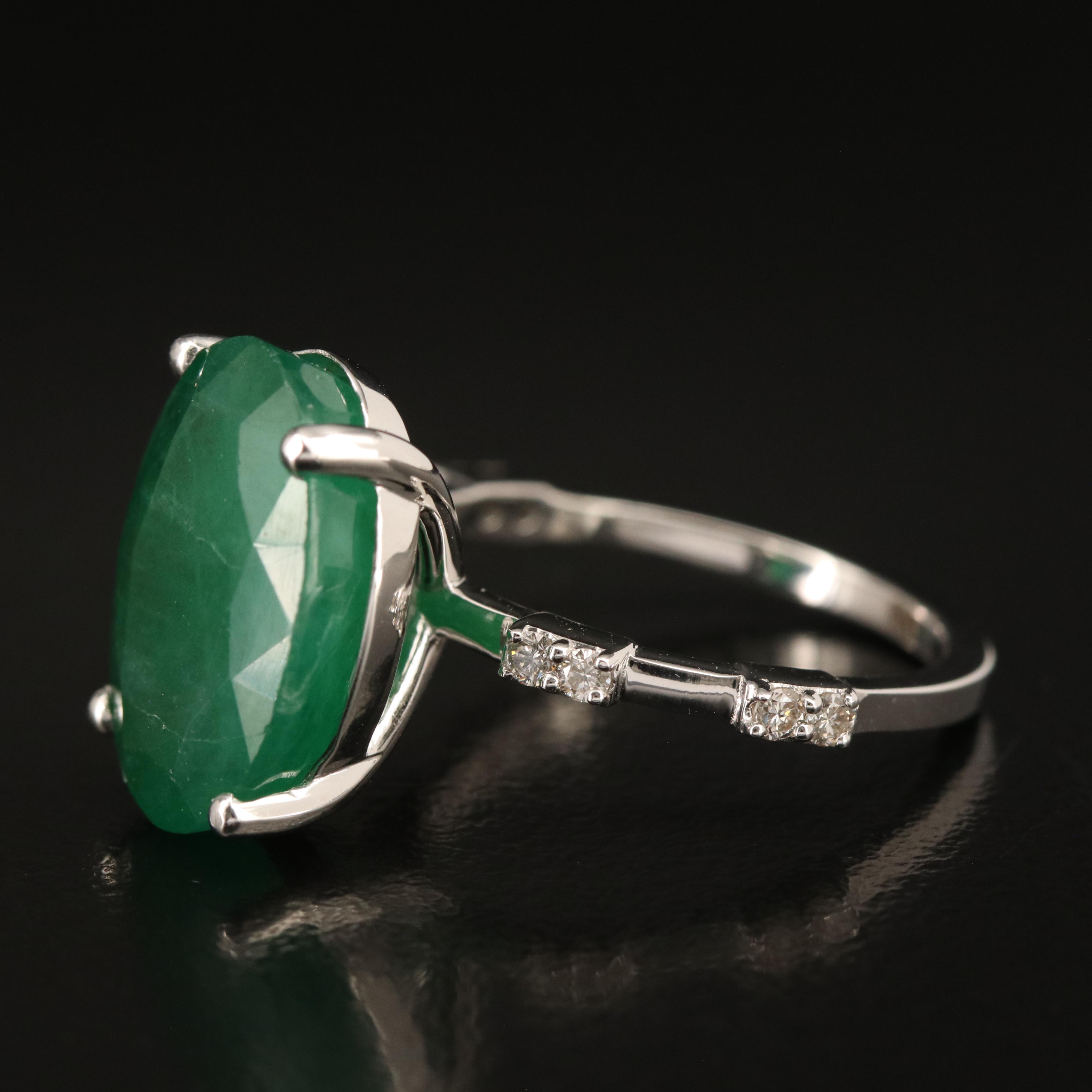 14K 7.53 CT Emerald and Diamond Ring