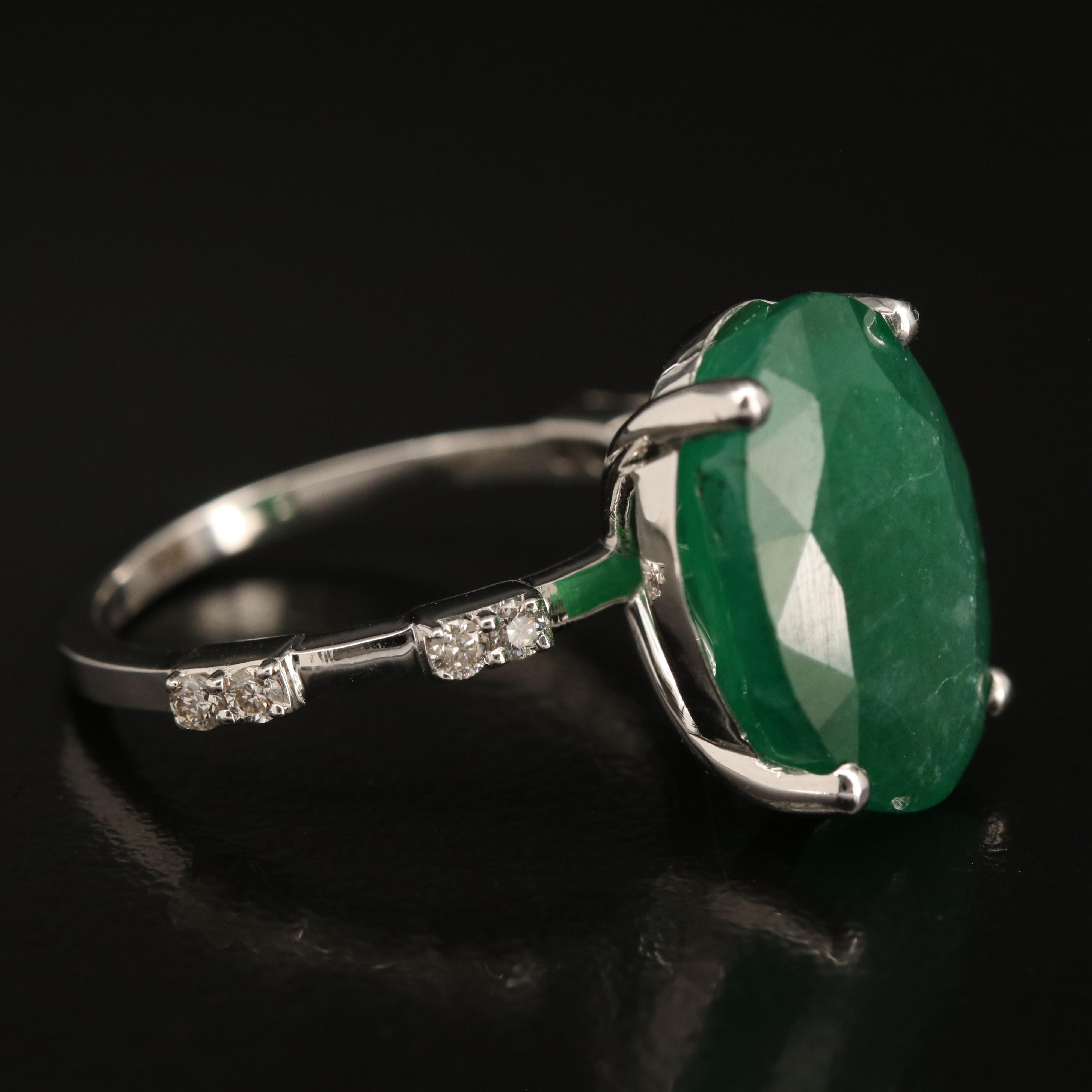14K 7.53 CT Emerald and Diamond Ring