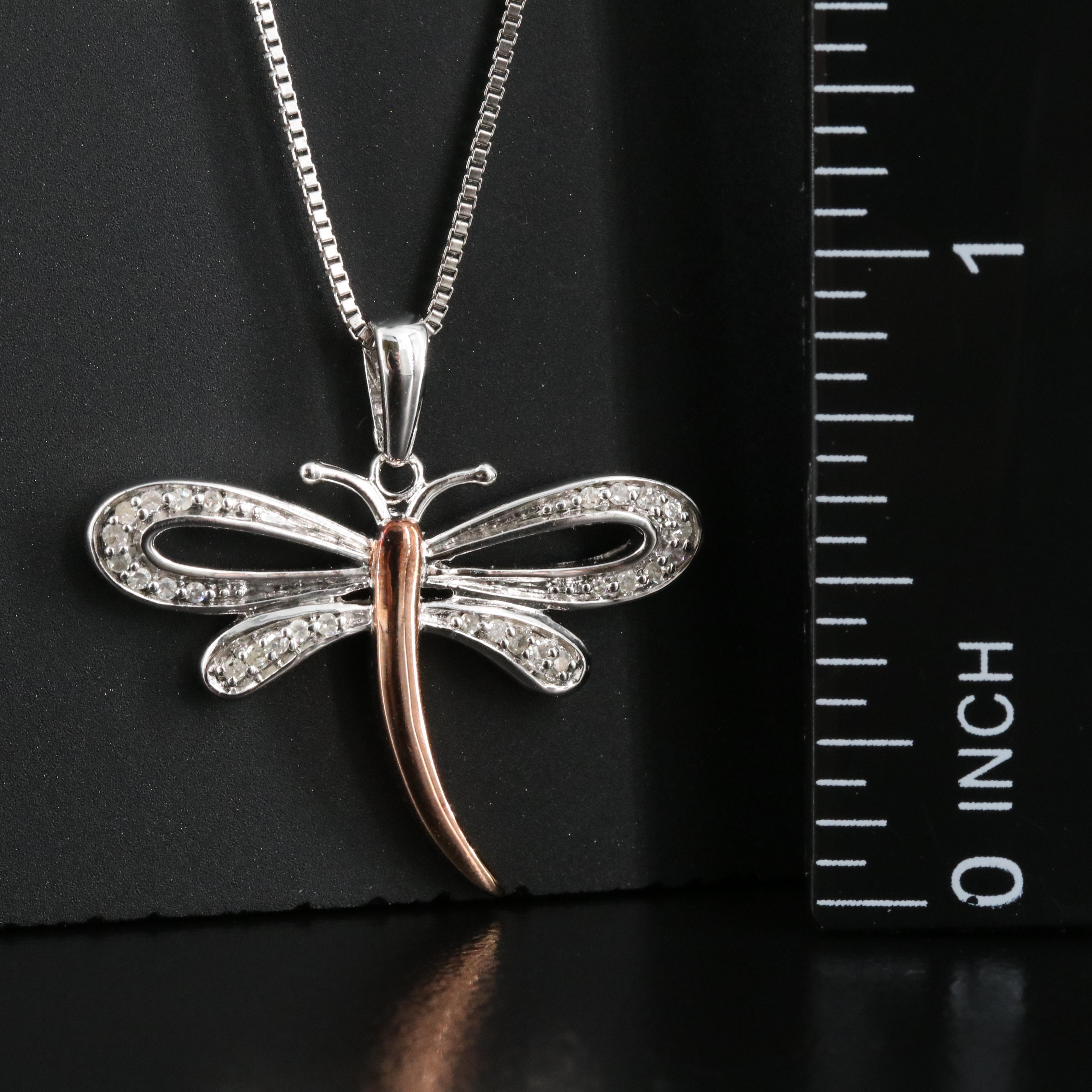Sterling Diamond Dragonfly Pendant Necklace