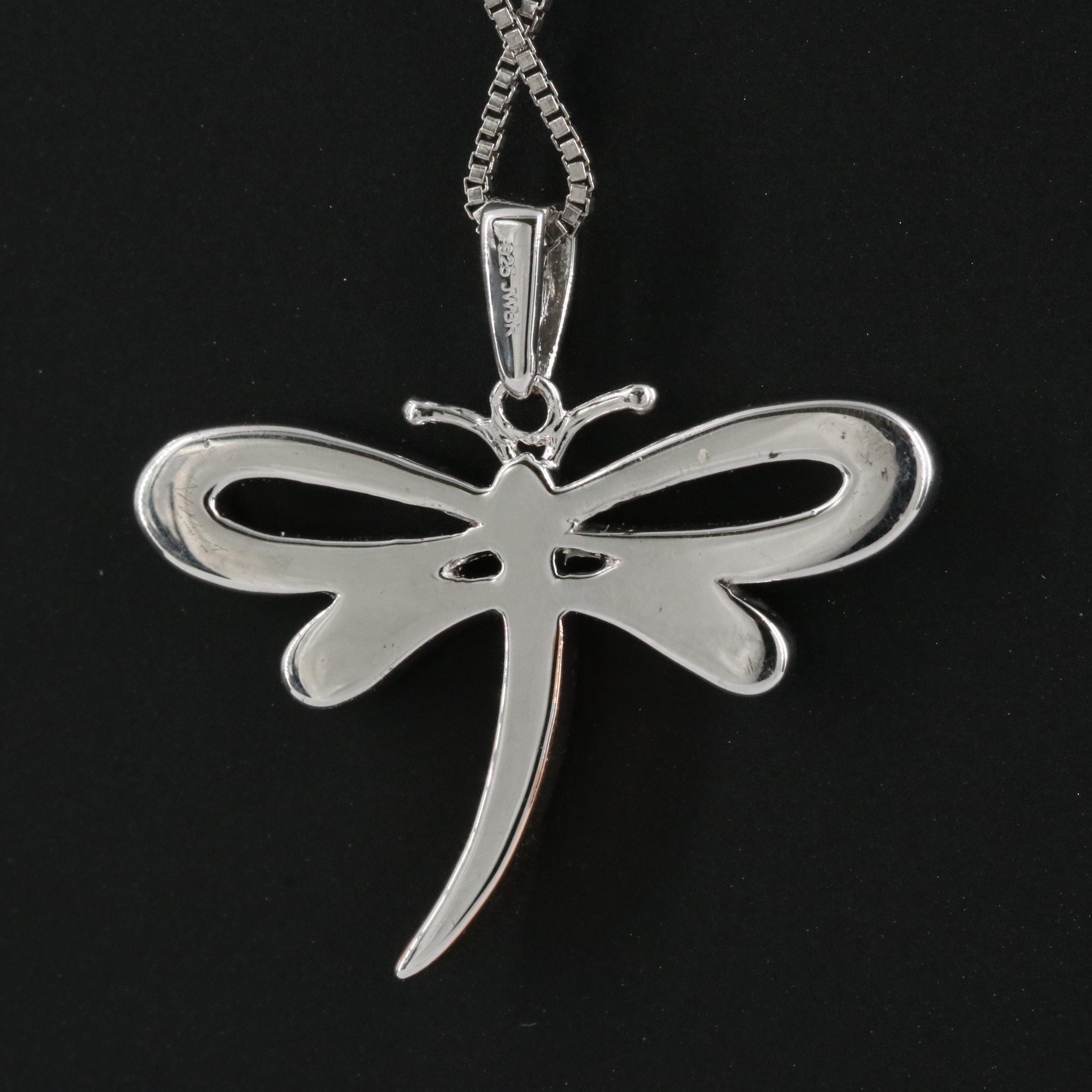 Sterling Diamond Dragonfly Pendant Necklace