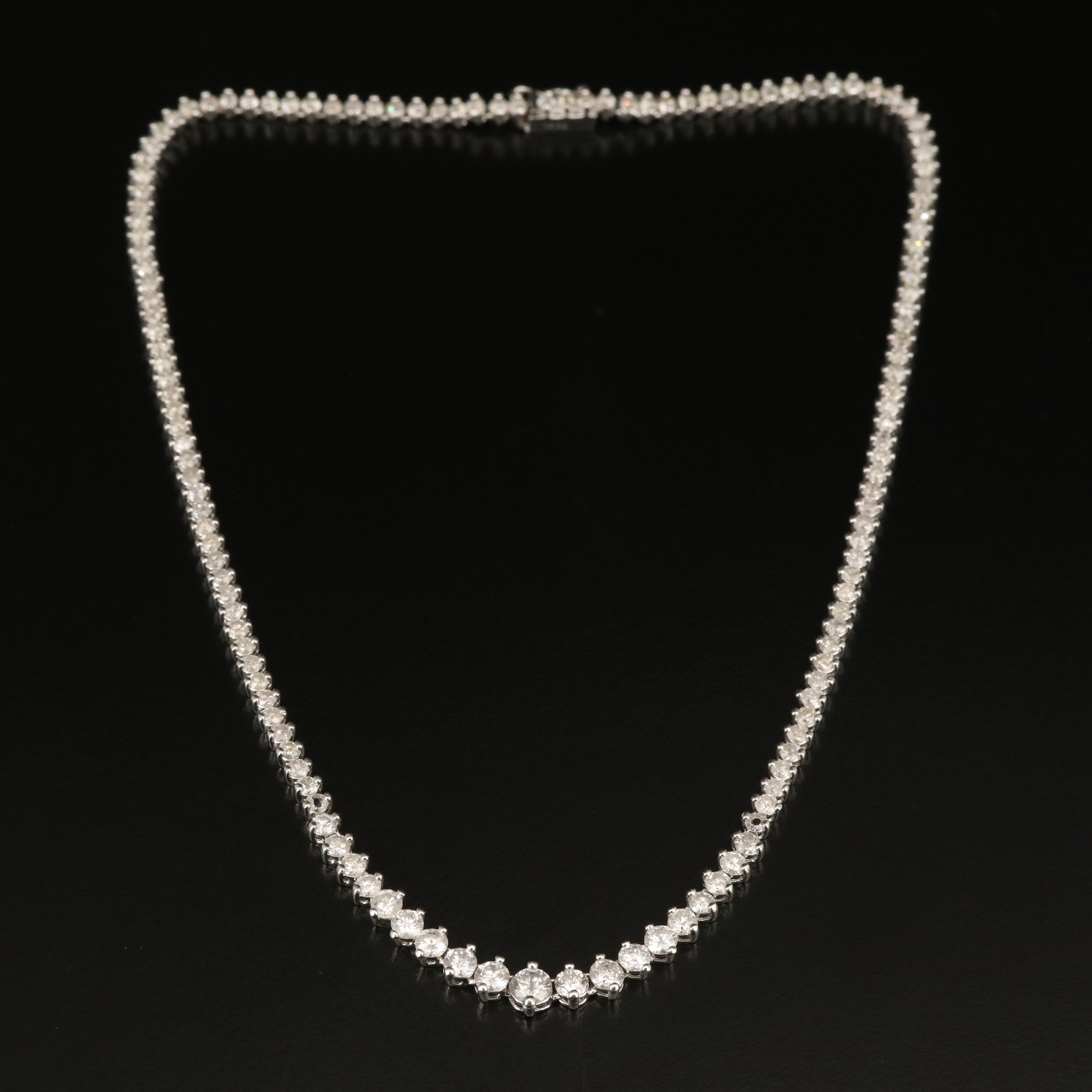 Platinum 10 CTW Diamond Graduated Riviéra Necklace
